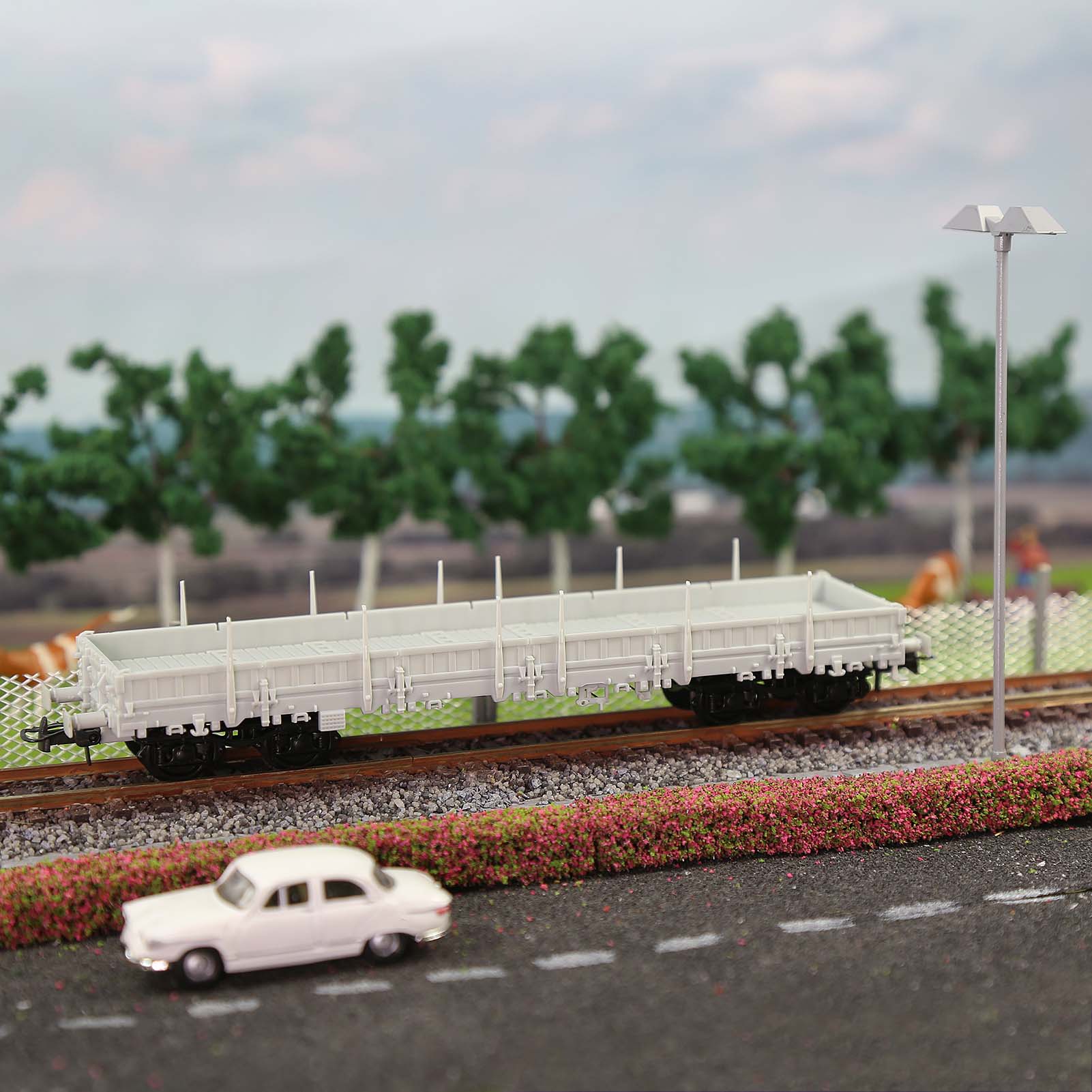 C8764JJ 1pc HO Scale 1:87 Blank Unpainted Unassembled 40' Low-side Flat Car DIY