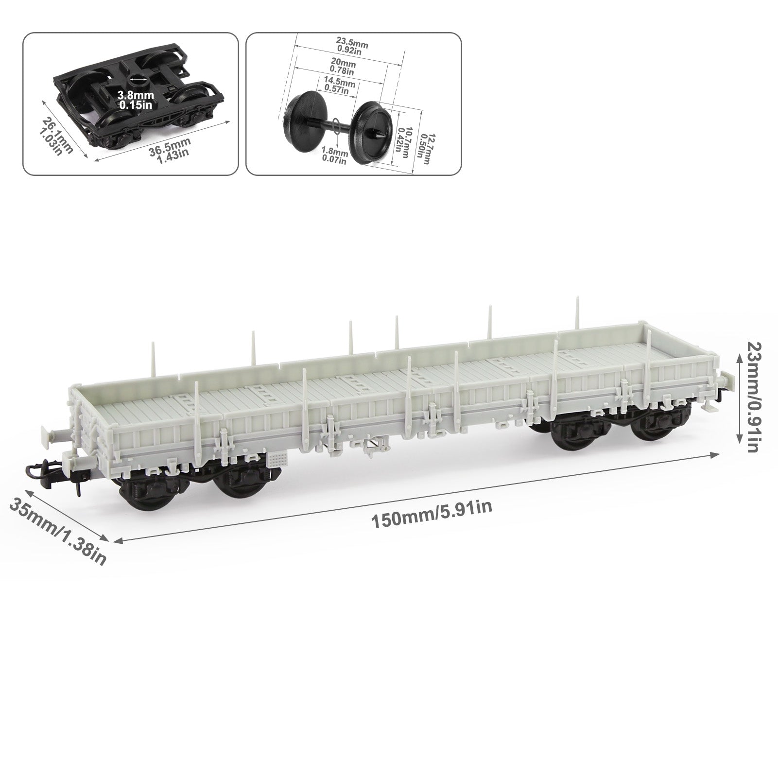 C8764JJ 1pc HO Scale 1:87 Blank Unpainted Unassembled 40' Low-side Flat Car DIY