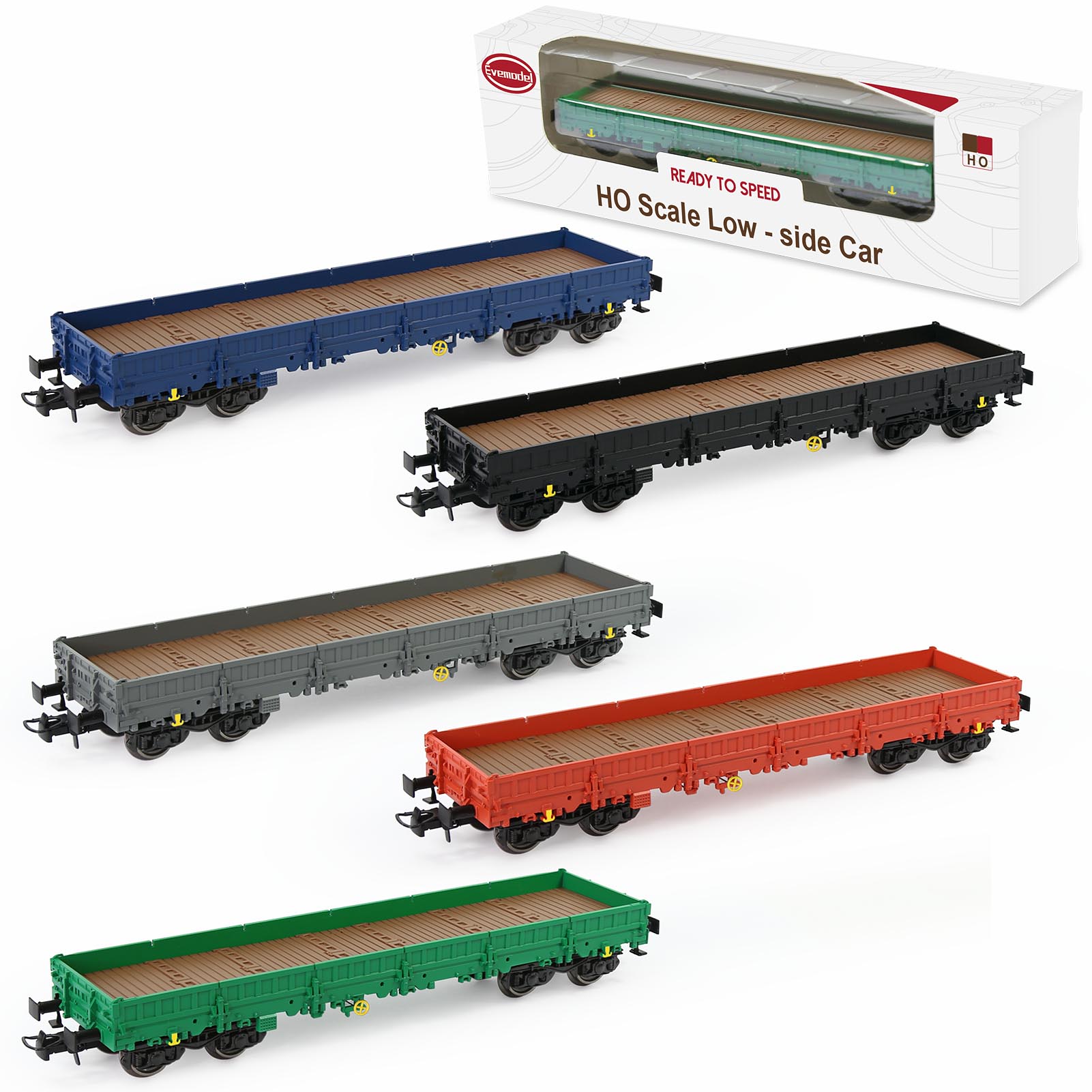 C8764 1 Unit HO Scale 1:87 40' Low-side Car Model Wagon Painted