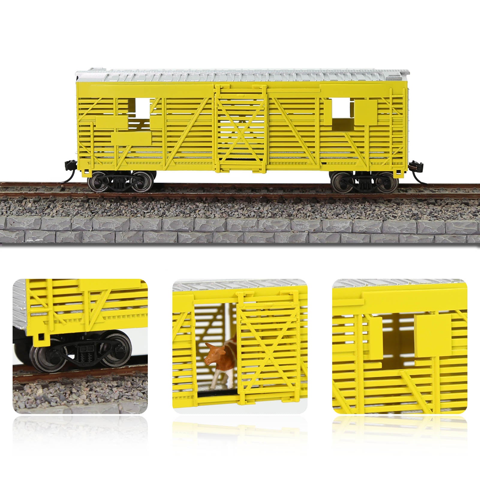 C8767 1 Piece HO Scale 1:87 40' Stock Car Cattle Wagon Painted