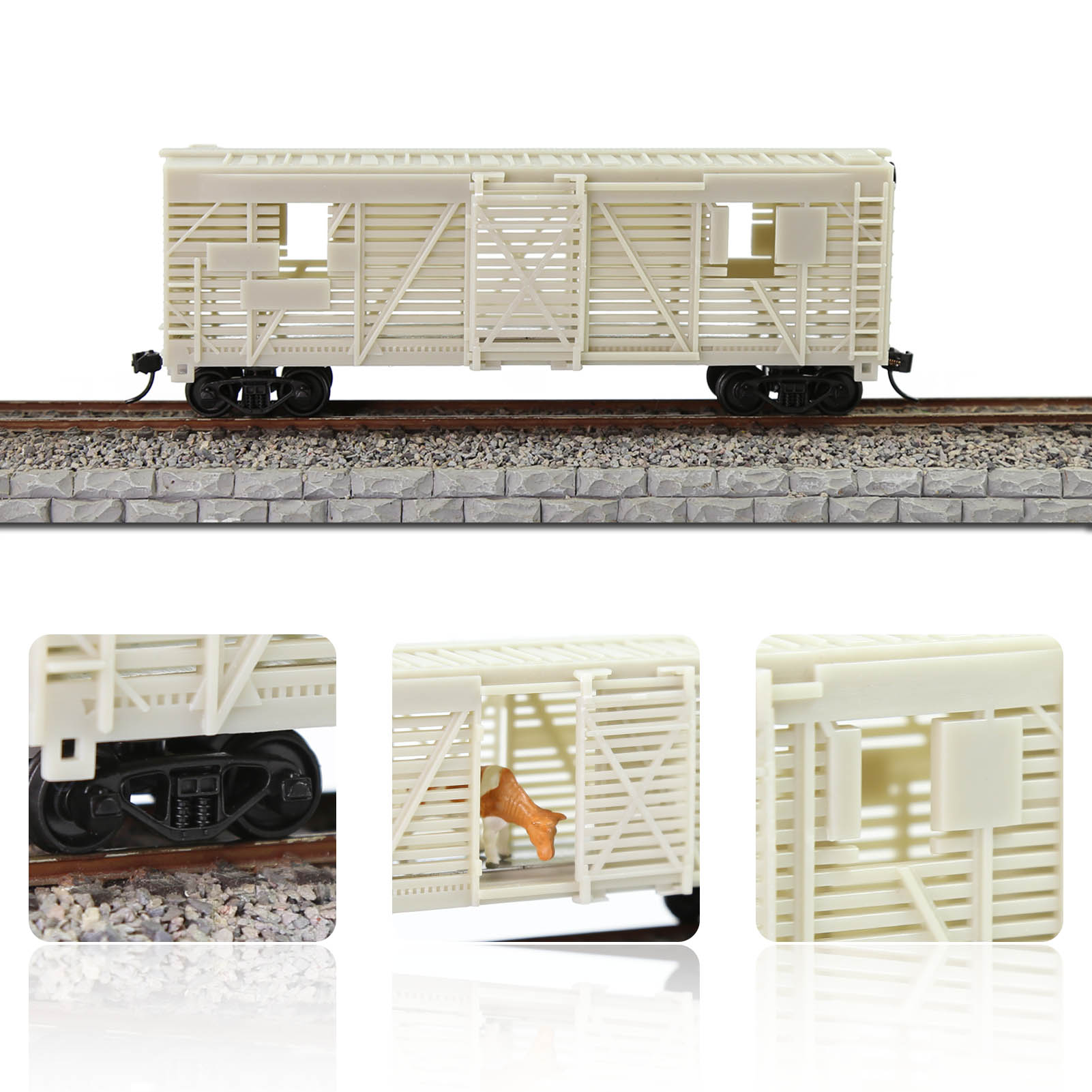 C8767JJ 1pc HO Scale 1:87 Blank Unpainted Unassembled 40' Stock Car