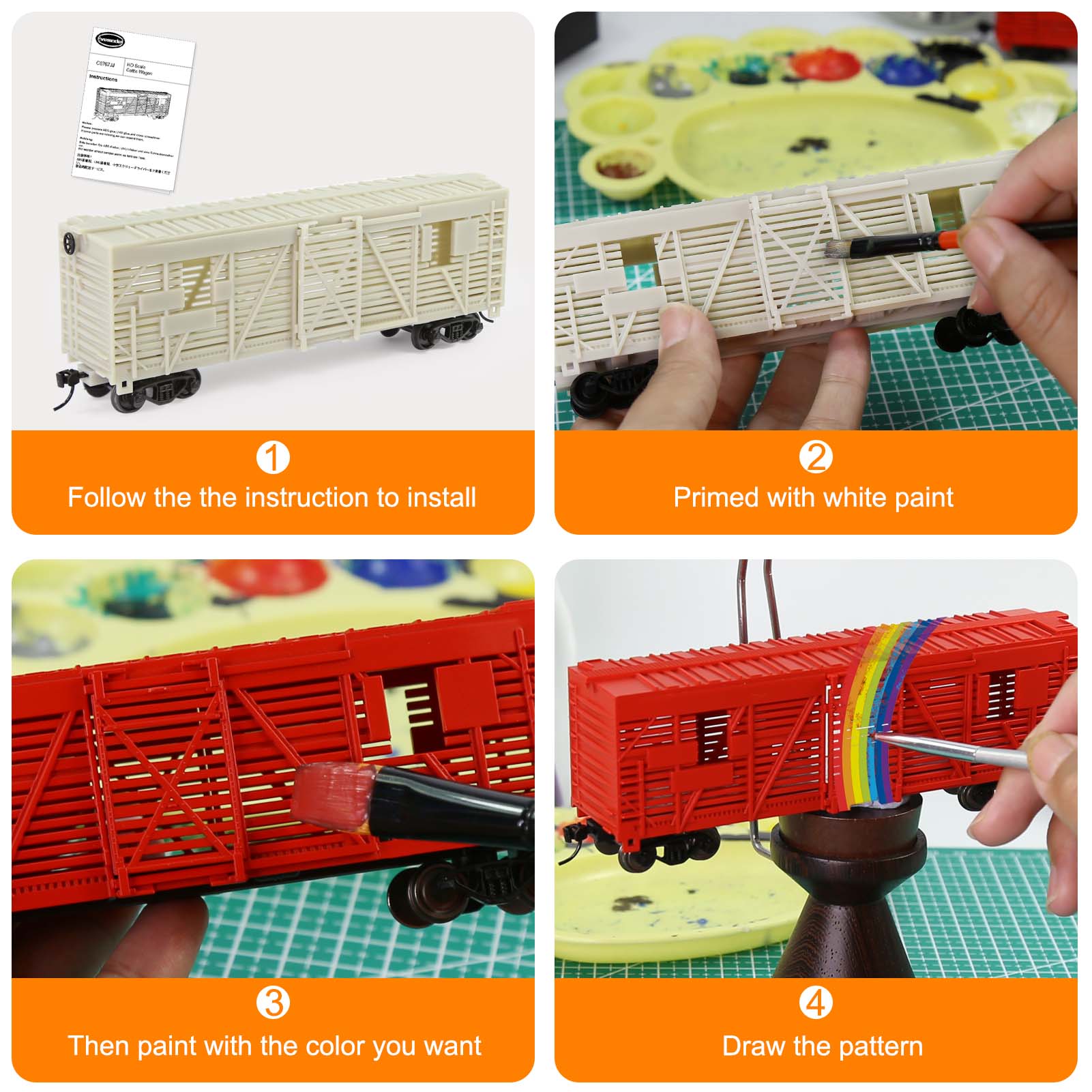 C8767JJ 1pc HO Scale 1:87 Blank Unpainted Unassembled 40' Stock Car