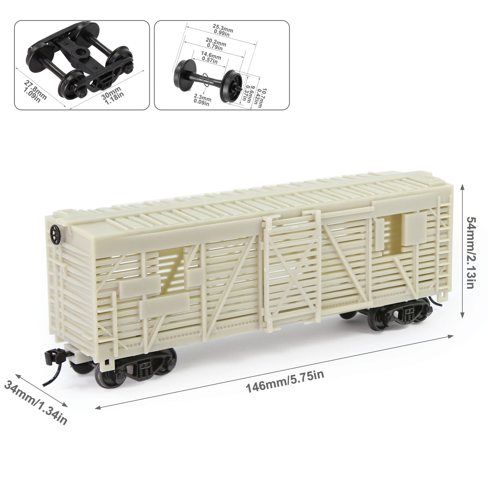 C8767JJ 1pc HO Scale 1:87 Blank Unpainted Unassembled 40' Stock Car