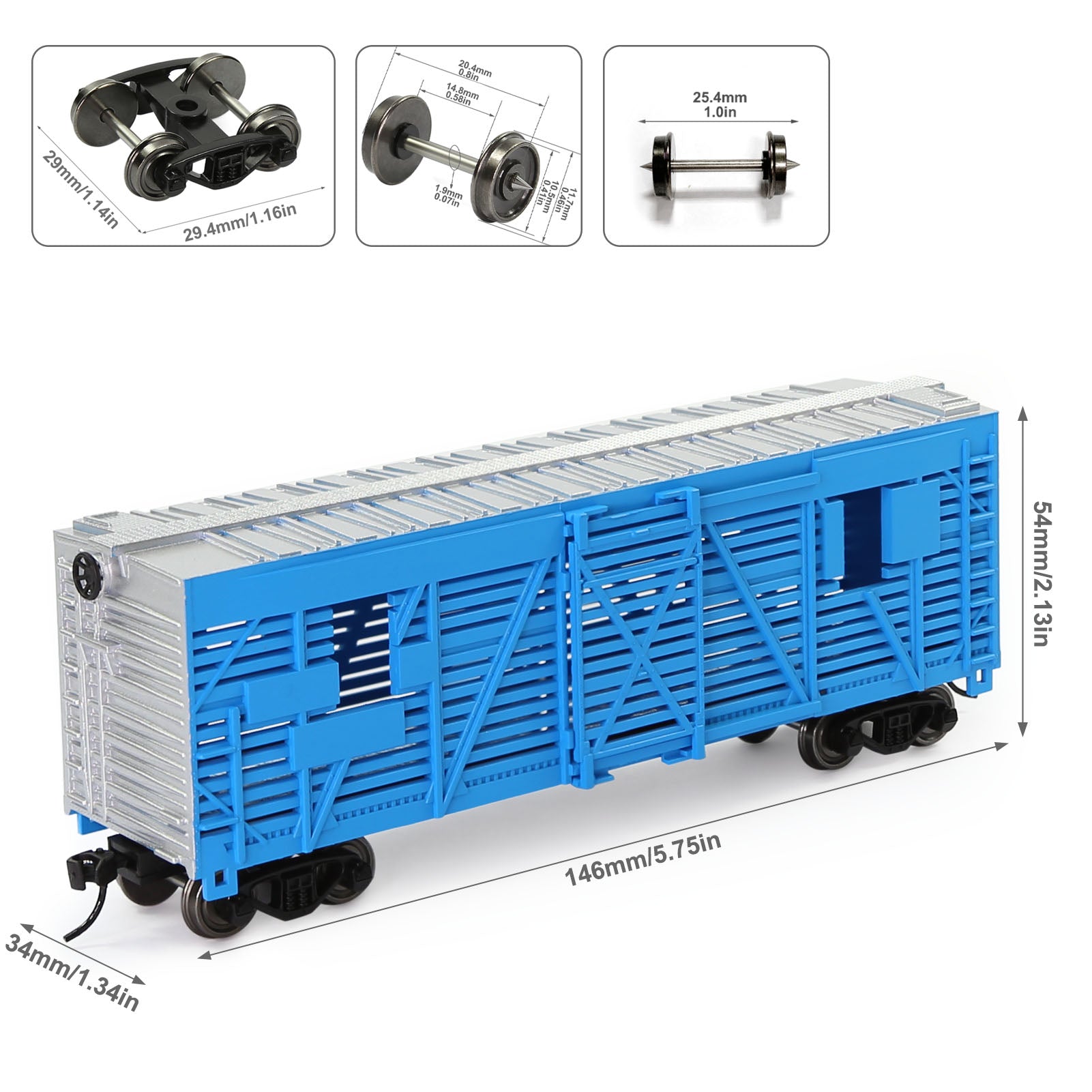 C8767 1 Piece HO Scale 1:87 40' Stock Car Cattle Wagon Painted