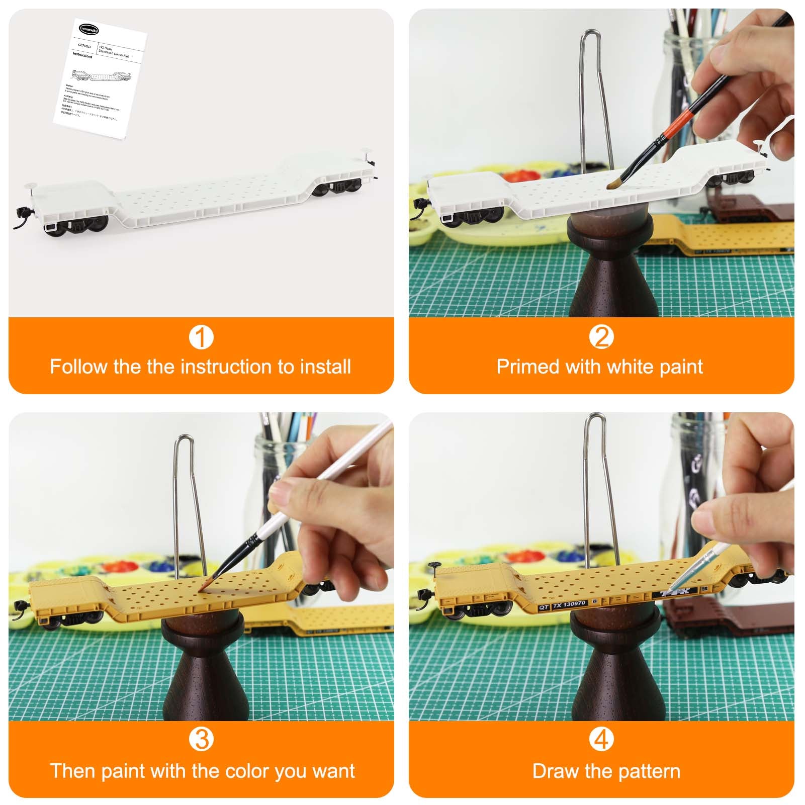 C8769JJ 1 Unit HO Scale 1:87 Blank Disassembled DIY Center-Depressed Flatcar