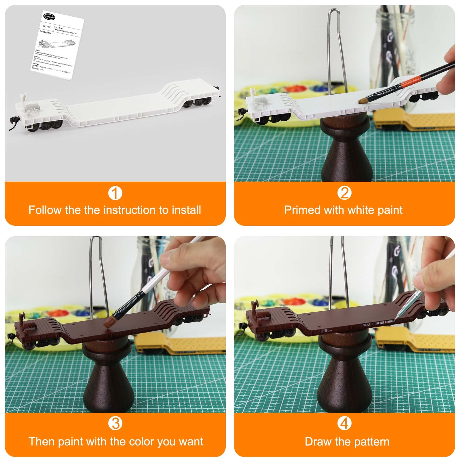 C8770JJ 1 Unit HO Scale 1:87 Disassembled DIY Depressed Center Flat Car