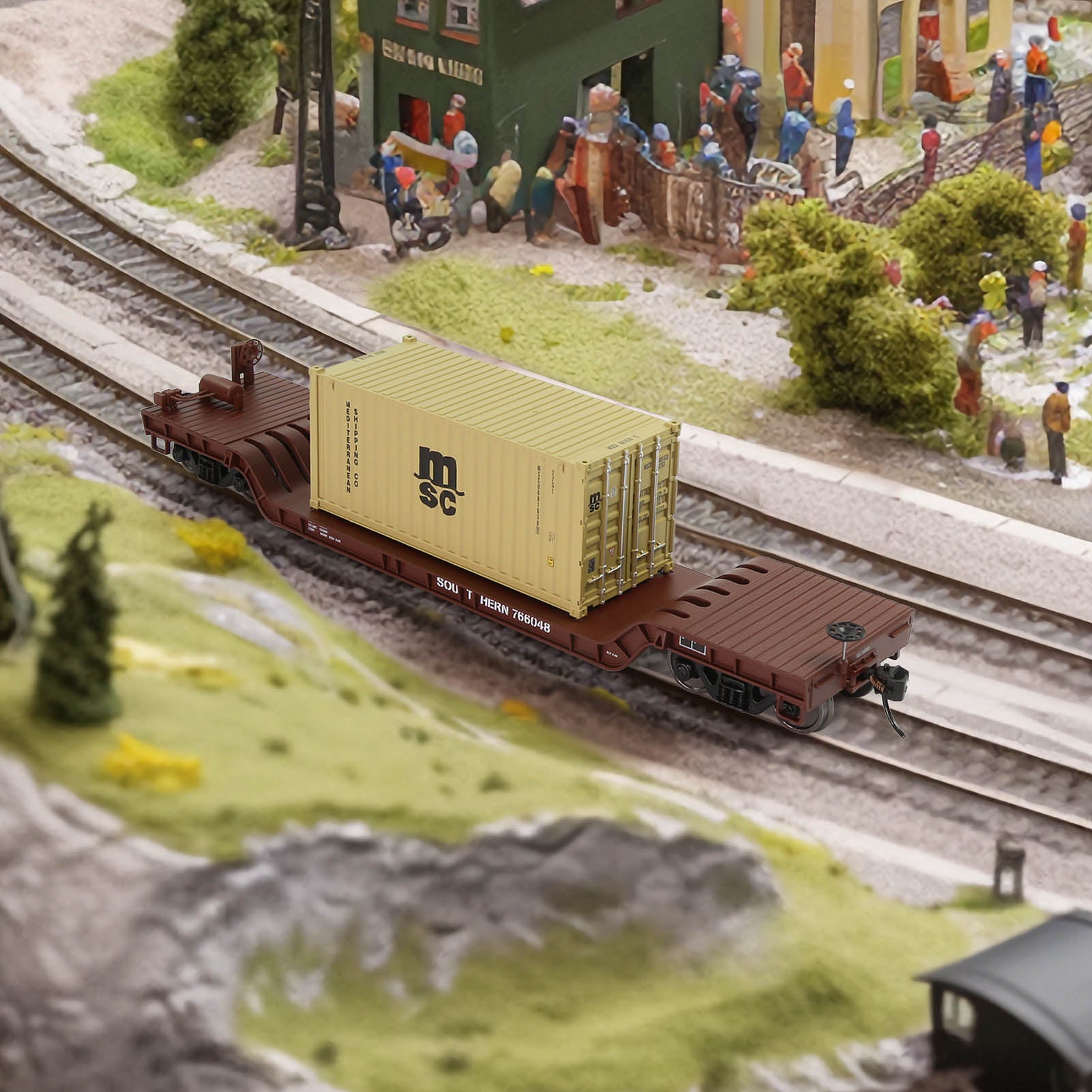 C8770 1 Unit HO Scale 1:87 Depressed Center Flat Car Model Railway