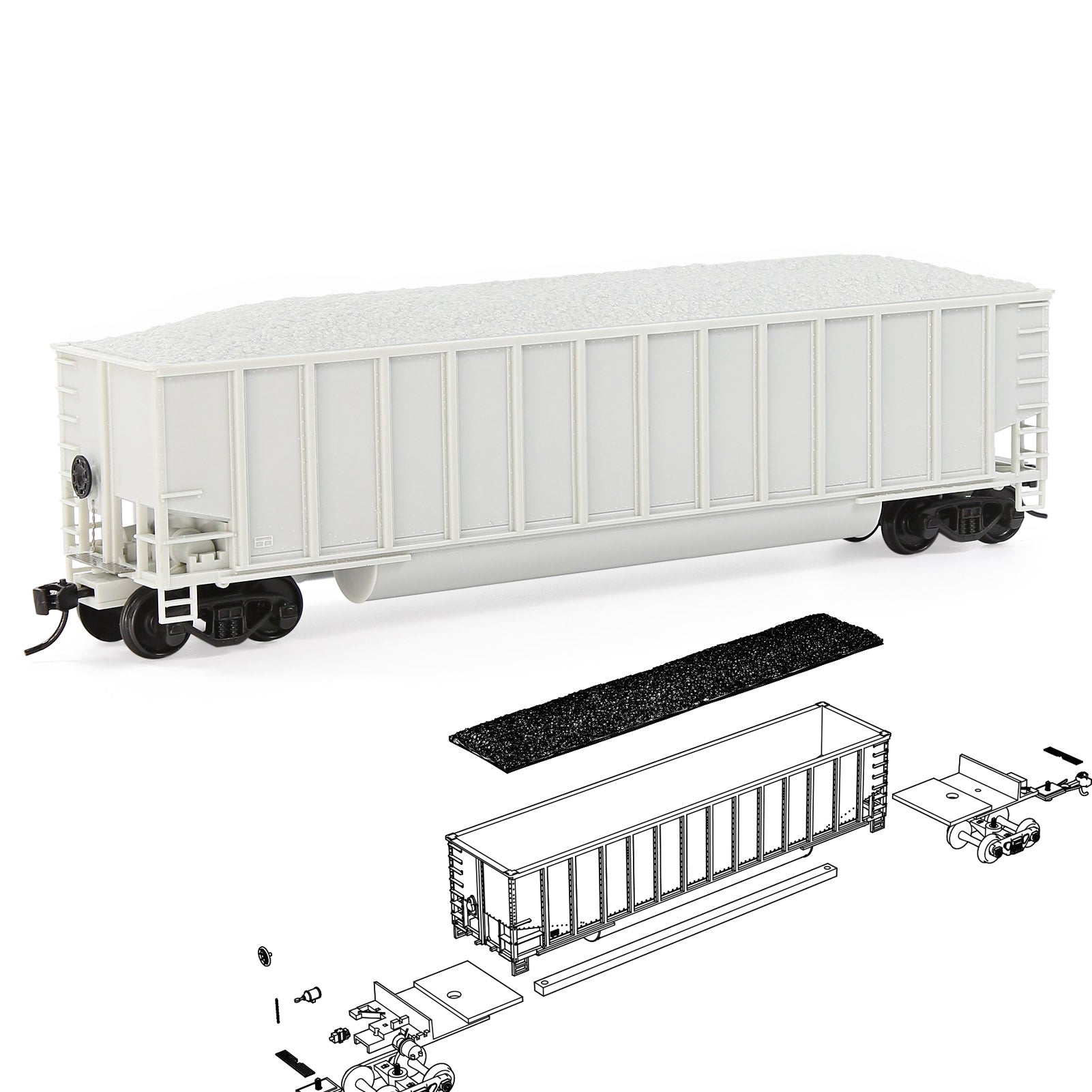 C8771JJ 1 Unit HO Scale 1:87 Blank Unassembled Coal Wagon Coalporter Plastic