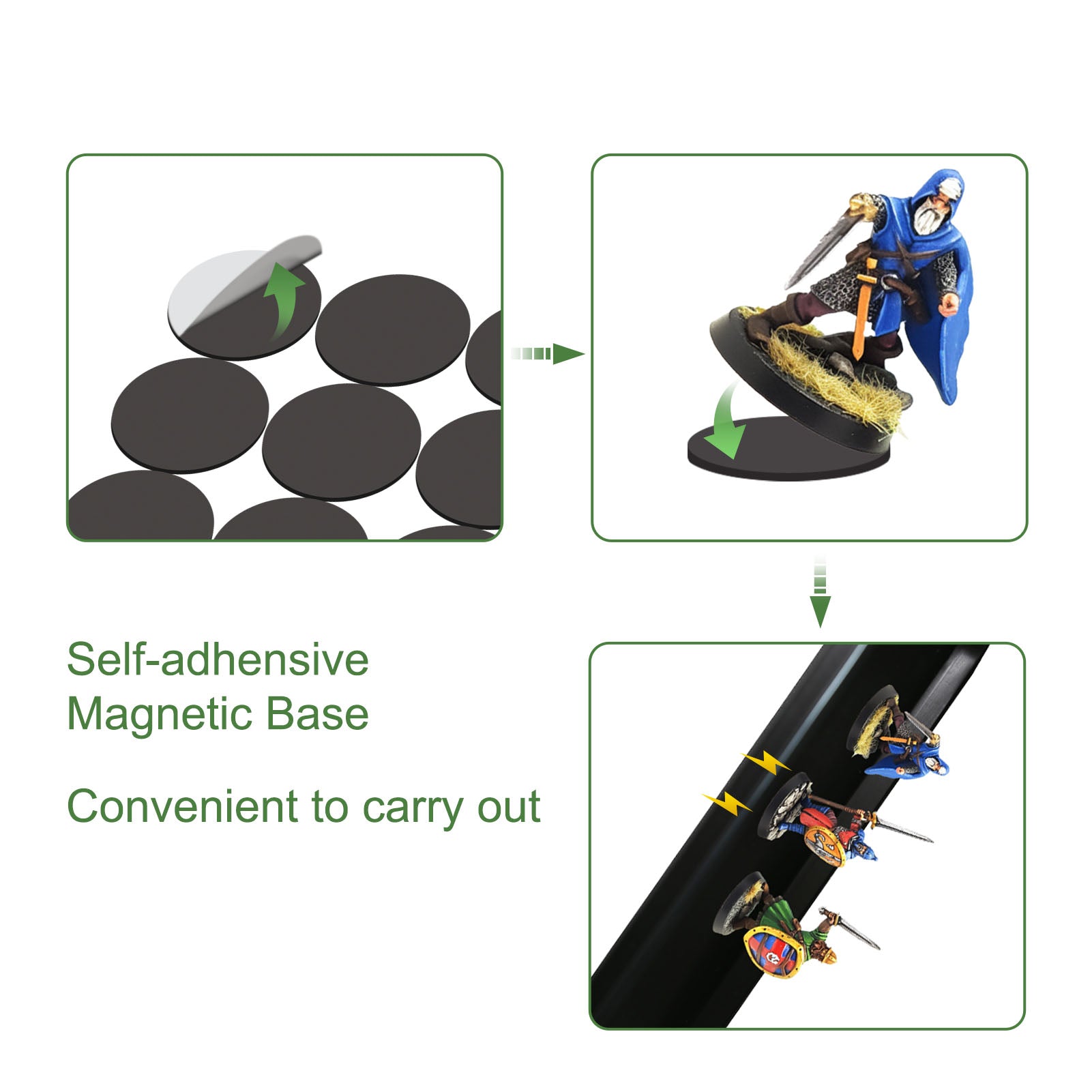 CMB Miniature Magnetic Self-adhensive Round Square Rectangle Bases for Wargames