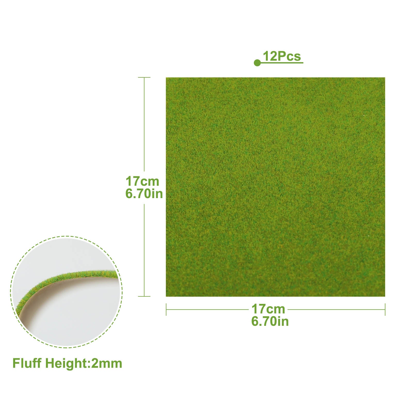 CP17 12pcs 17cmX17cm Grass Mat 2mm Thick Artificial Lawn