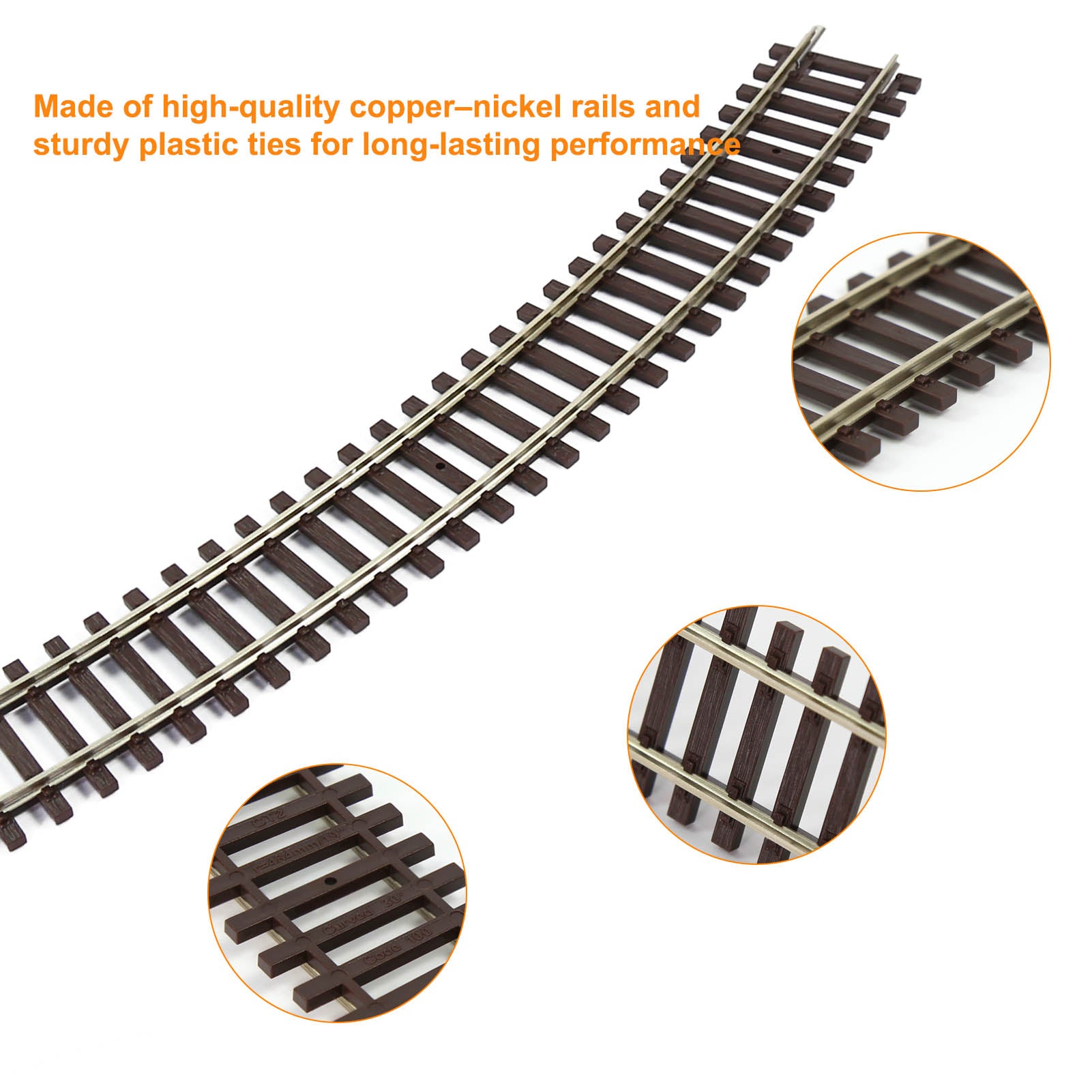 GDCT2 6pcs HO Scale 1:87 Code 100 19" Radius Curve Track Copper-Nickel Rail