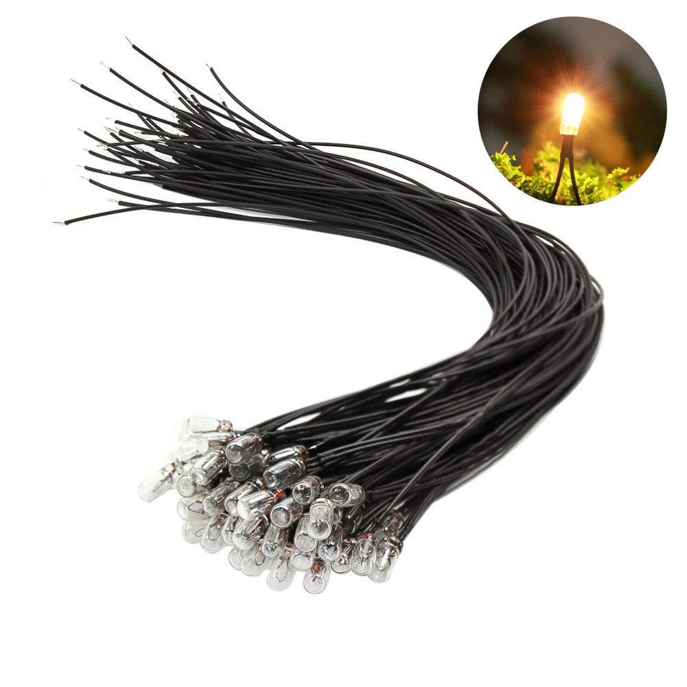 GPW05W 50pcs 4mm 12V 70mA Pre-Wired Grain of Wheat Bulbs Warm White