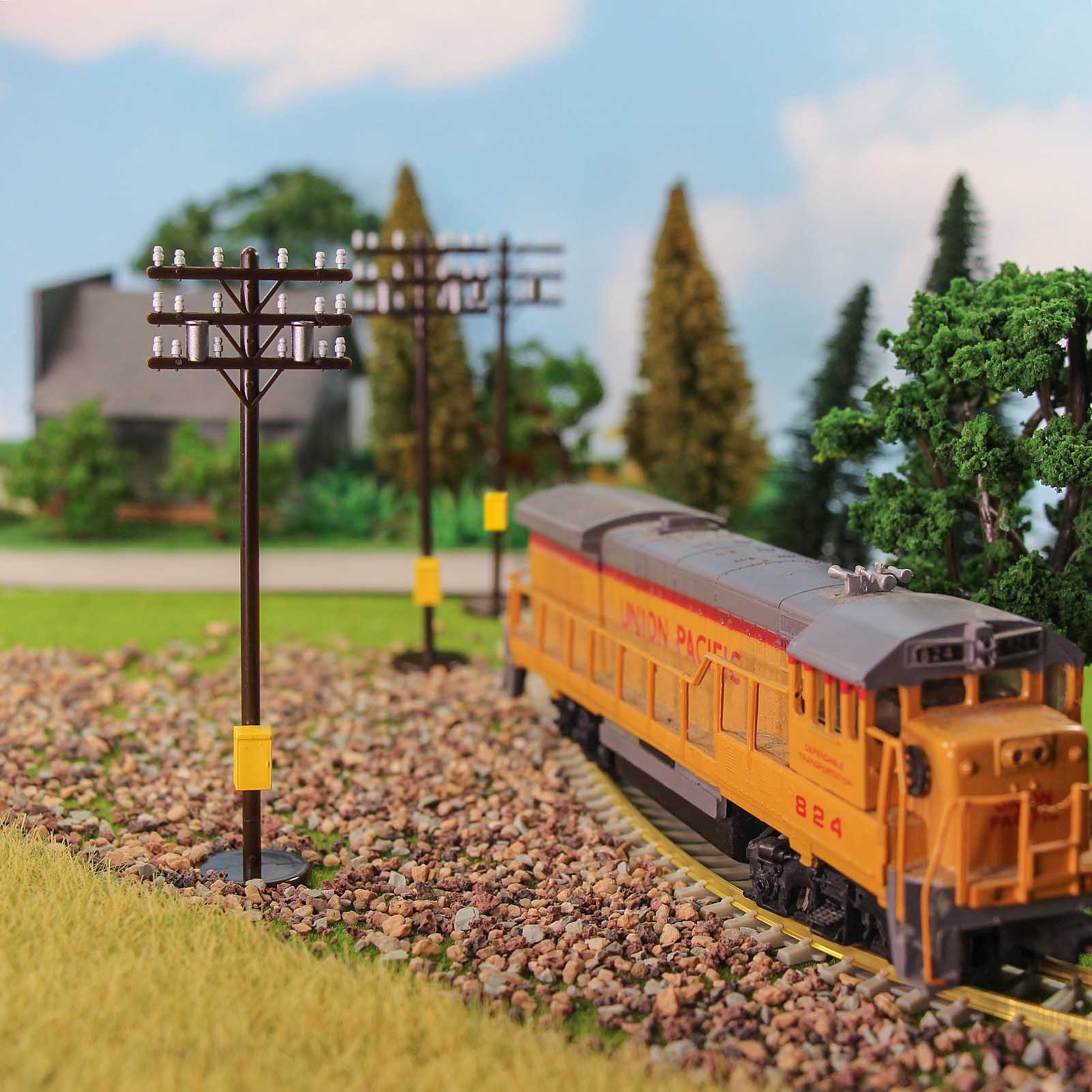 GY18087 24pcs HO Scale 1:87 Telephone Power Tel Poles