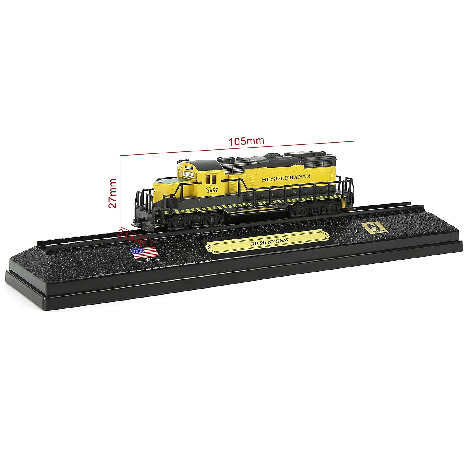 HCTN 1 Unit N Scale 1:160 Model Railroad Static Plastic Locomotives with Base and Display Case
