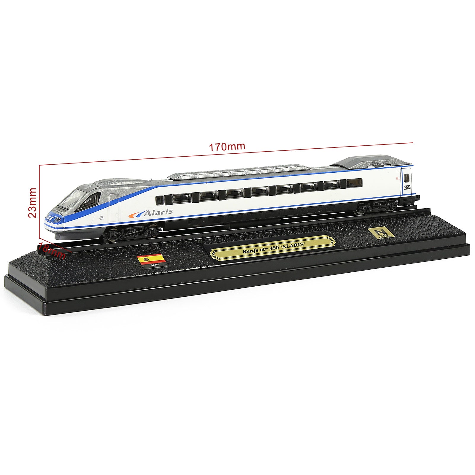 HCTN 1 Unit N Scale 1:160 Model Railroad Static Plastic Locomotives with Base and Display Case