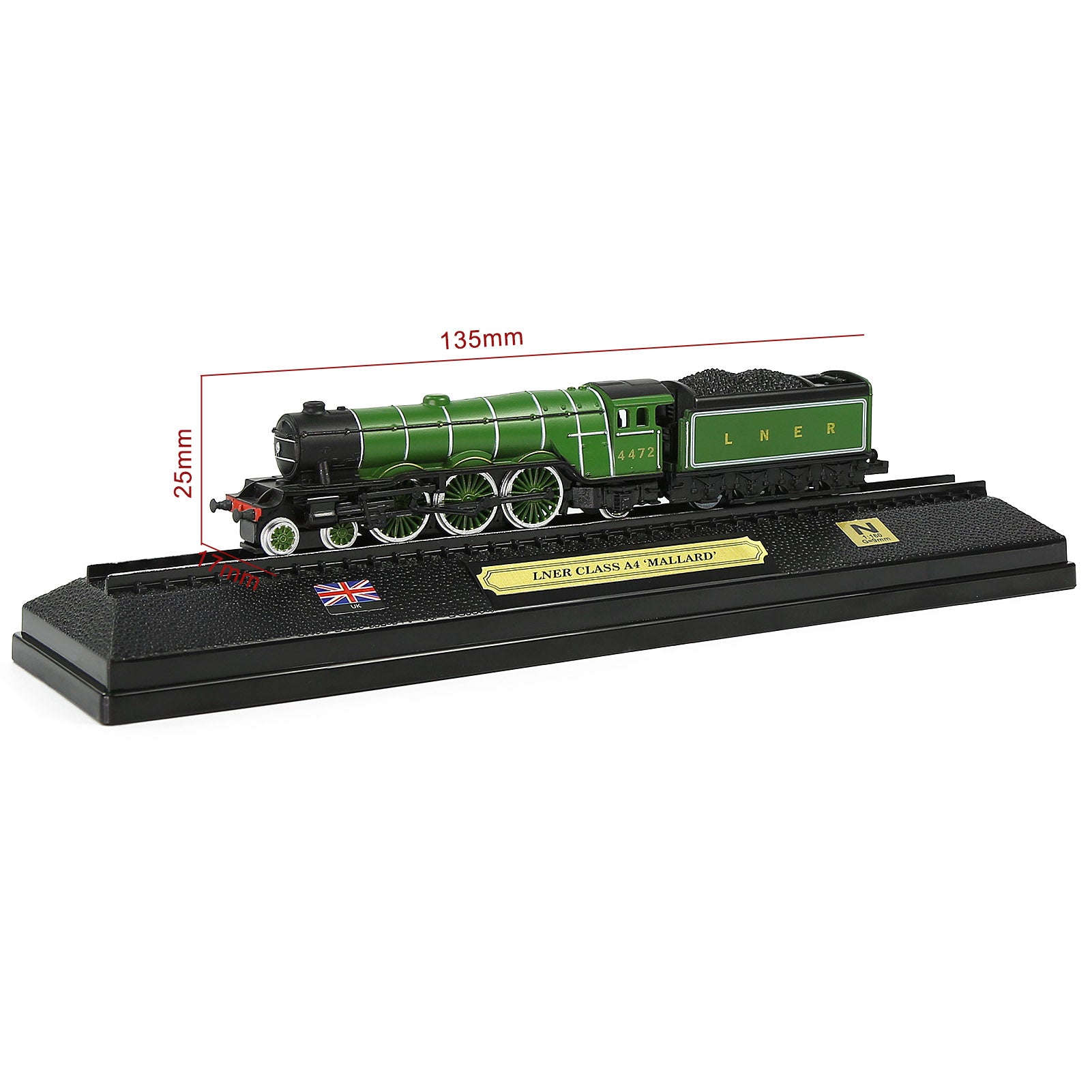 HCTN 1 Unit N Scale 1:160 Model Railroad Static Plastic Locomotives with Base and Display Case