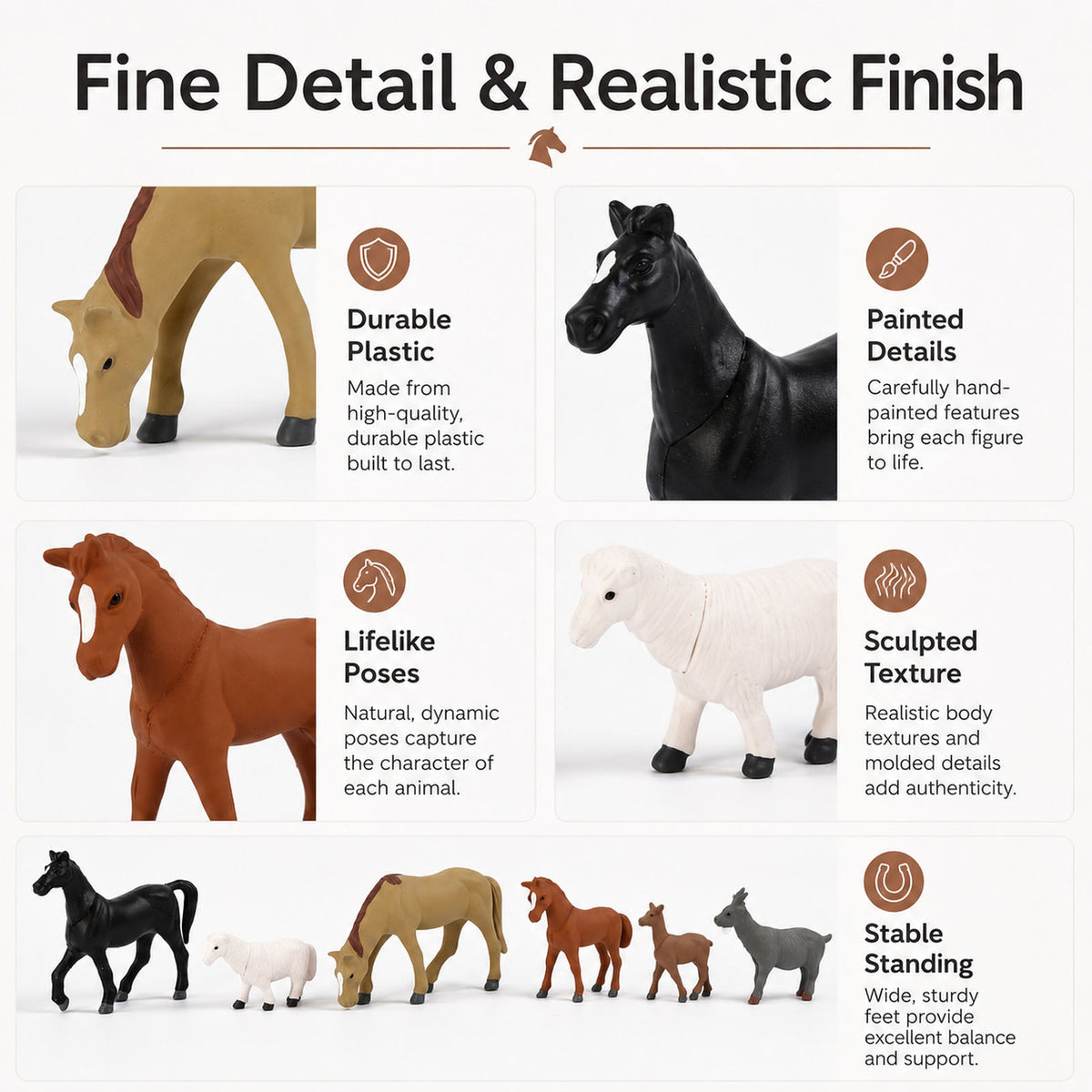 HFANO7174 6pcs O Scale 1:48 Model Railway Livestock Horse Foal Sheep Goat Animal