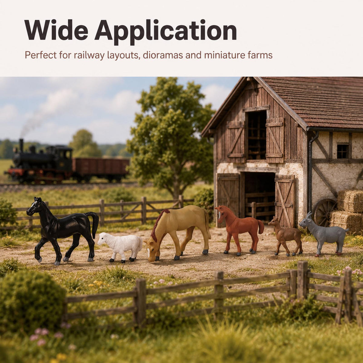 HFANO7174 6pcs O Scale 1:48 Model Railway Livestock Horse Foal Sheep Goat Animal