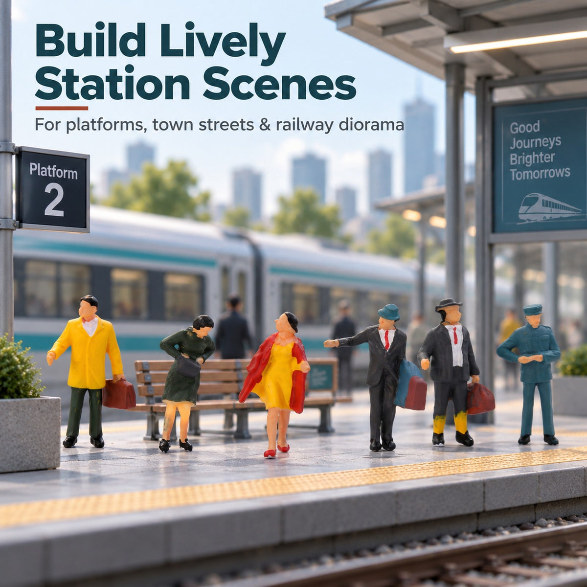 HFPHO6707 6pcs HO Scale 1:87 Model Railway Standing Travelers Passengers Station People