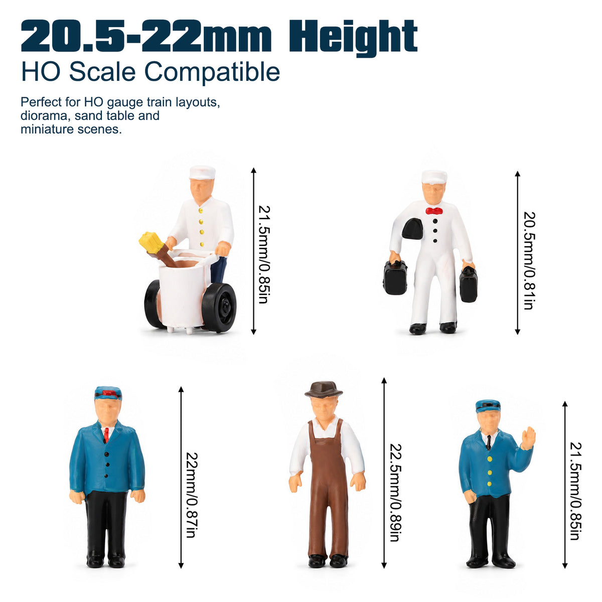 HFPHO6709 6pcs HO Scale 1:87 Model Railway Station Crew Painted People