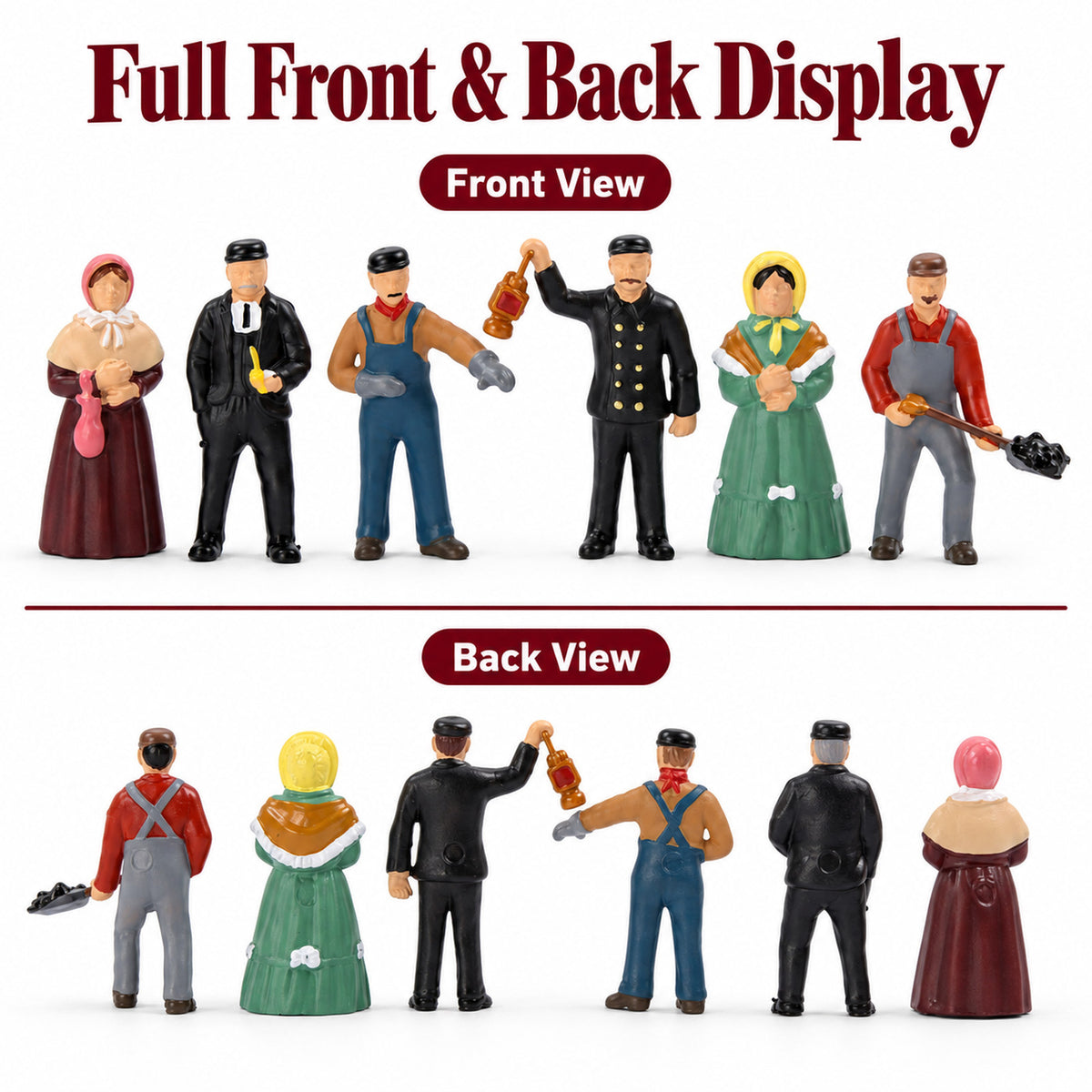HFPHO6716 6pcs HO Scale 1:87 Model Railway Steam Era People Painted Figures