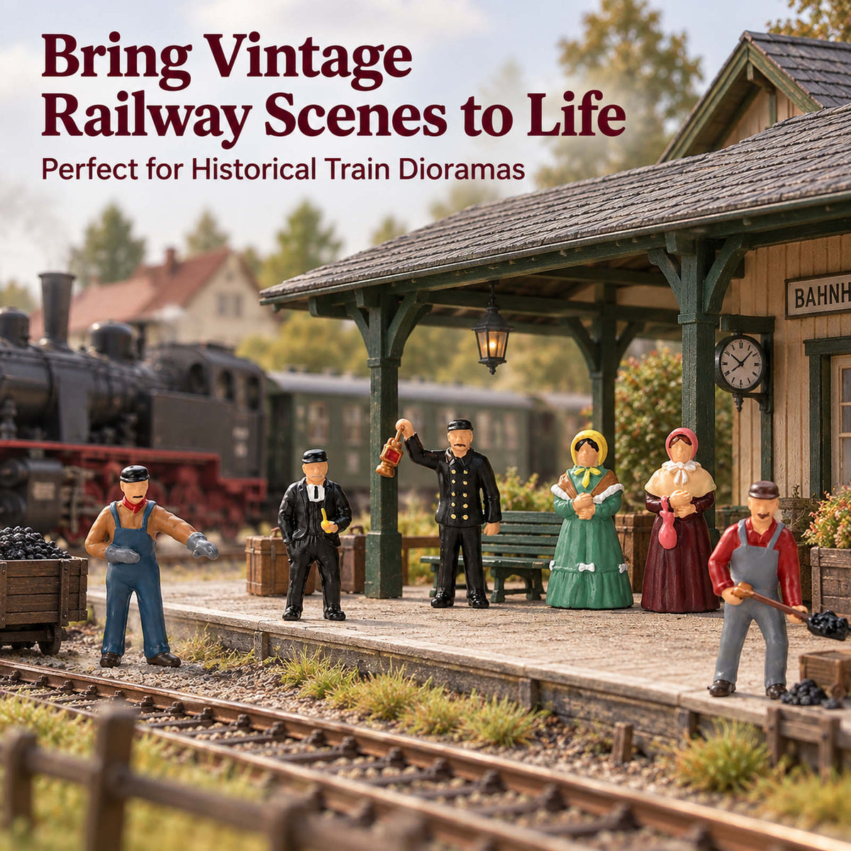 HFPHO6716 6pcs HO Scale 1:87 Model Railway Steam Era People Painted Figures