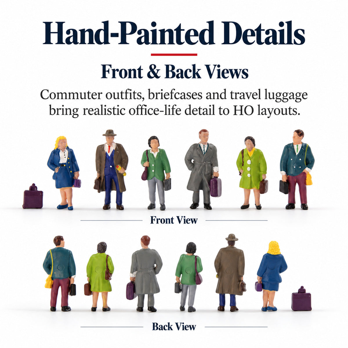 HFPHO6721 HO Scale 1:87 Model Railway Standing Commuter Figures Platform Crowds