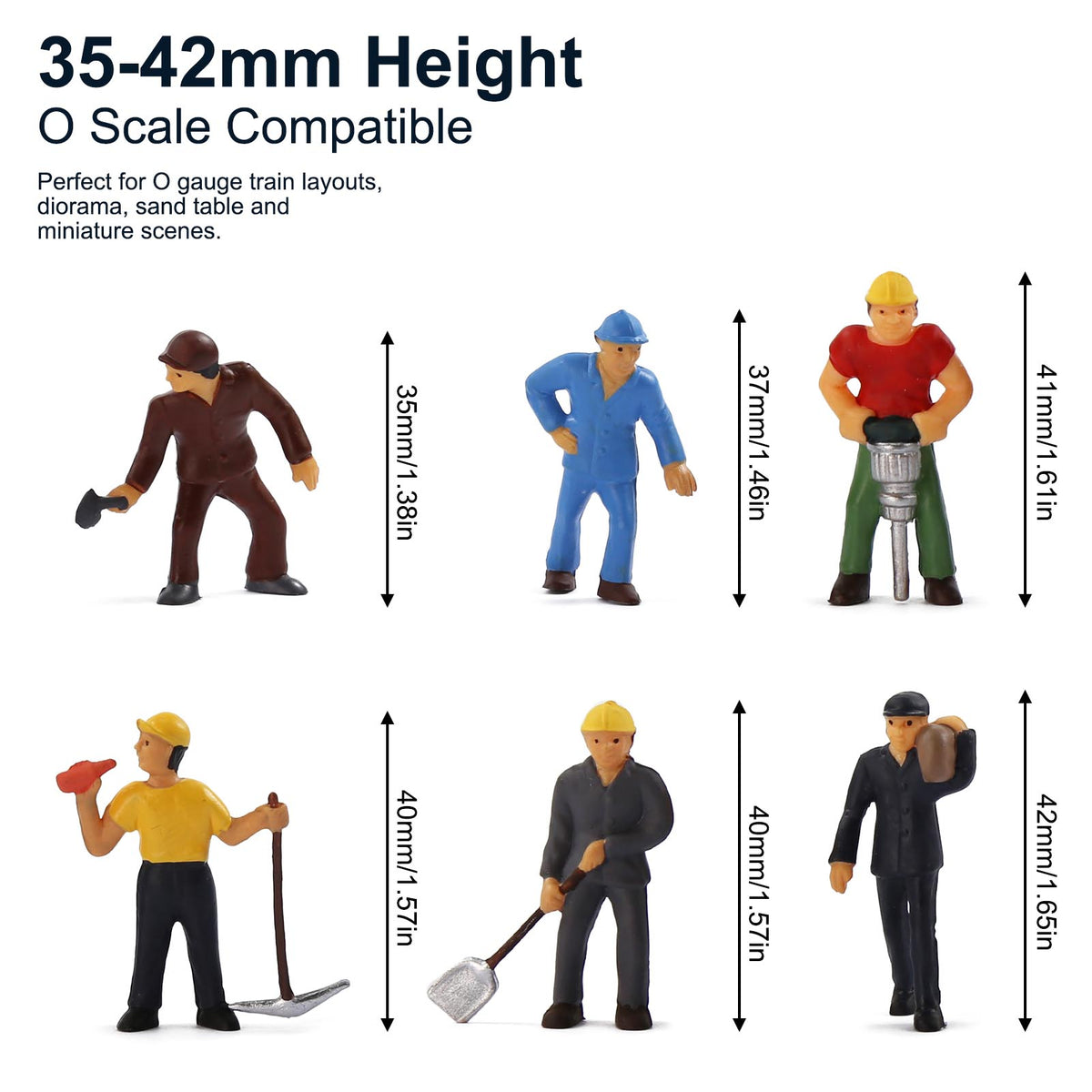 HFPO7053 6pcs O Scale 1:48 Model Trains Work Crew Painted People
