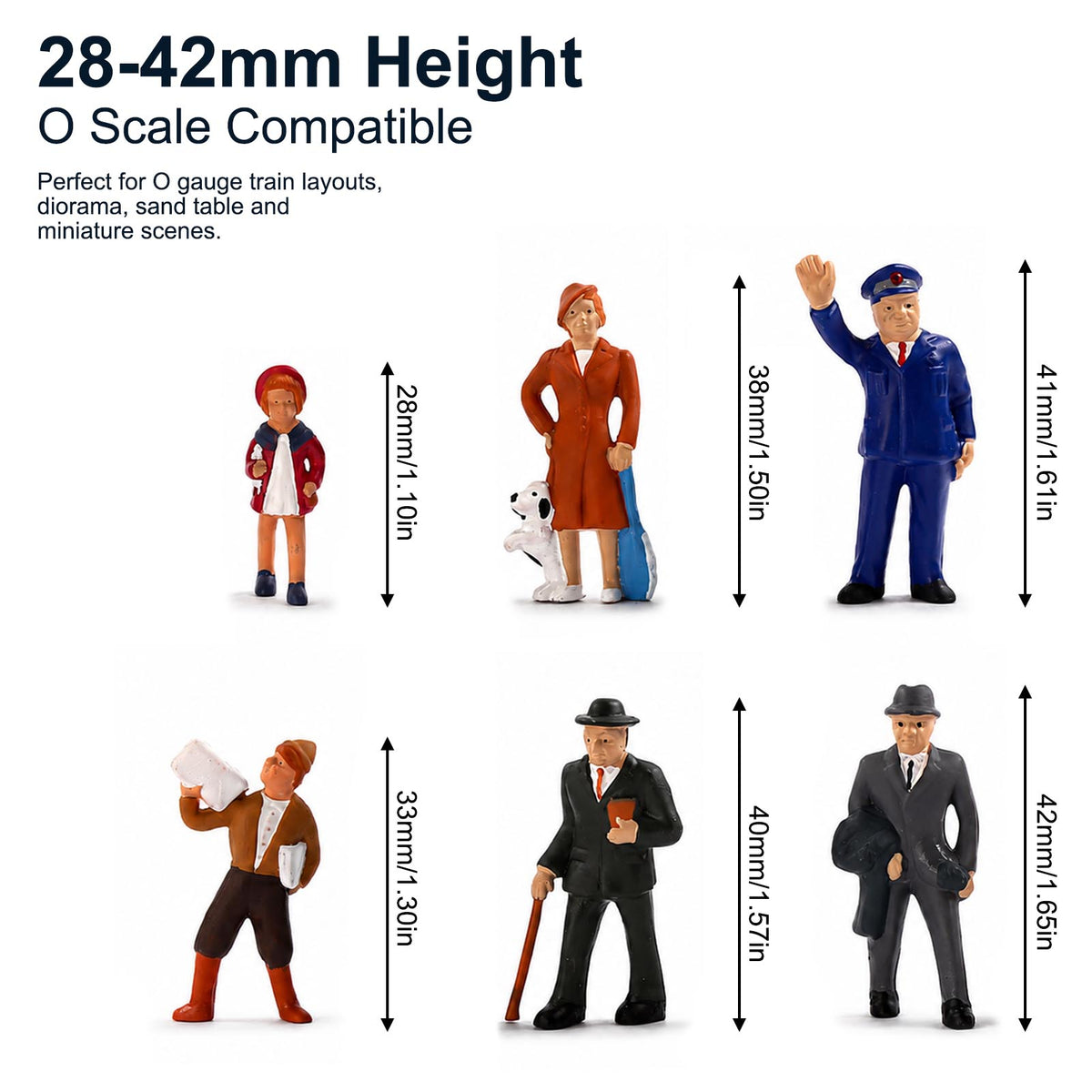 HFPO7055 6pcs O Scale 1:48 Model Trains Passenger People Painted Figures