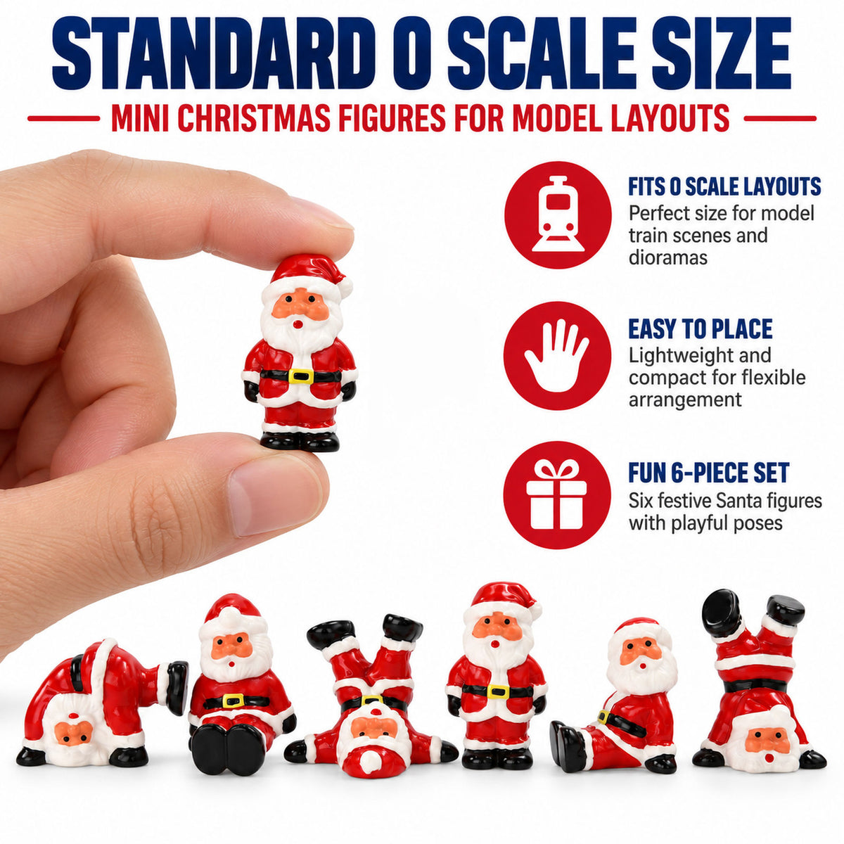 HFPO7057 6pcs O Scale 1:48 Model Railway Santa Claus Figure for Winter Scene Christmas Village