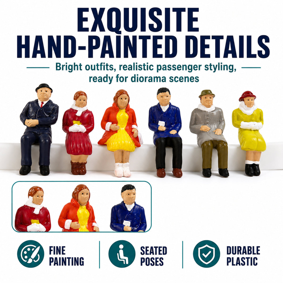 HFPO7060 6pcs O Scale 1:48 Model Railway Sitting Figures Painted People