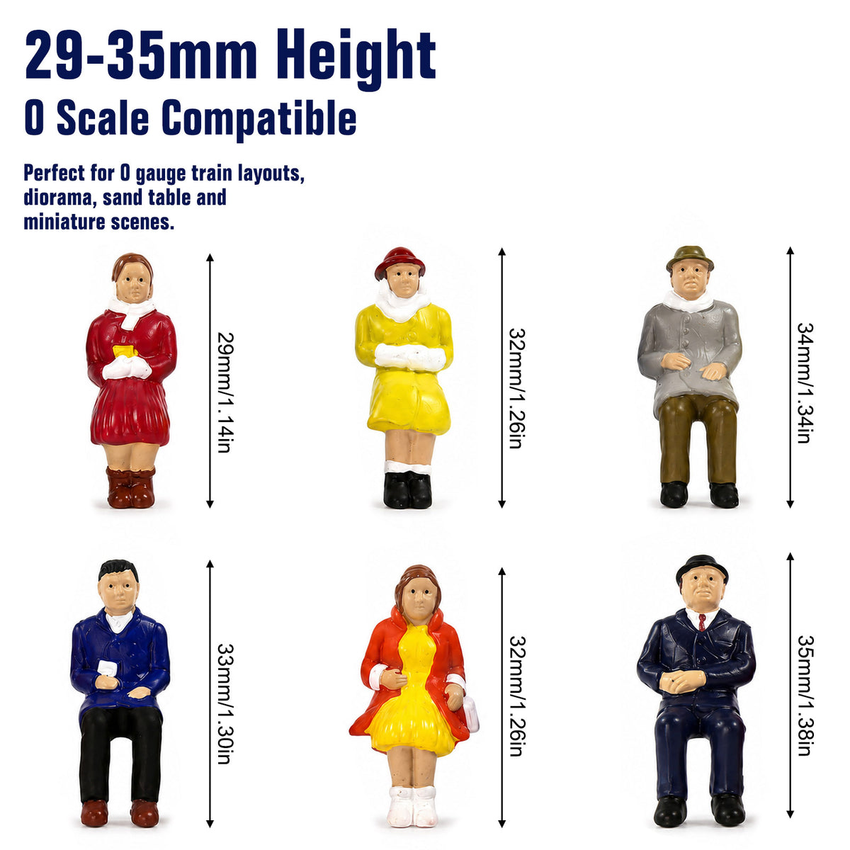 HFPO7060 6pcs O Scale 1:48 Model Railway Sitting Figures Painted People