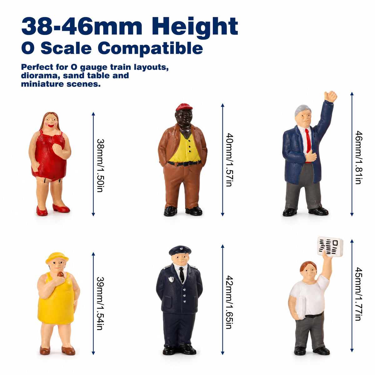 HFPO7062 6pcs O Scale 1:48 Model Railway Full Figured Folks Painted People