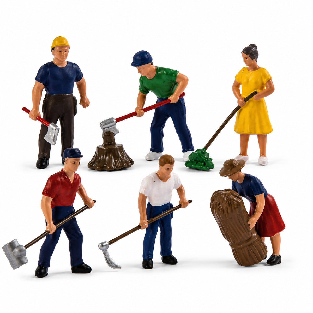 HFPO7064 6pcs O Scale 1:48 Model Train Farmer Figures Action People with Tool