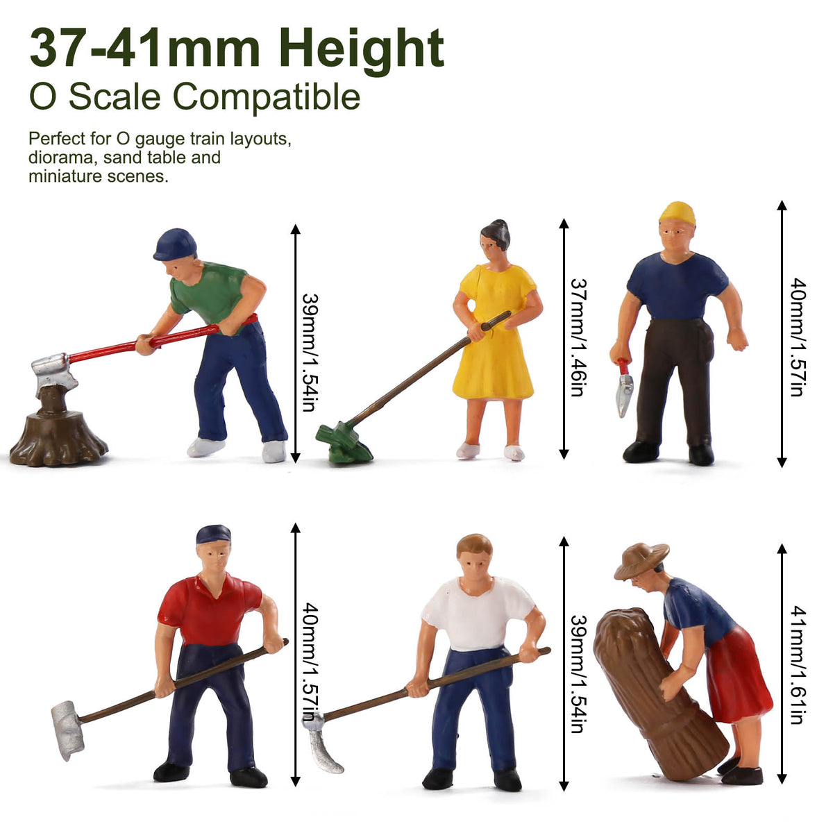 HFPO7064 6pcs O Scale 1:48 Model Train Farmer Figures Action People with Tool