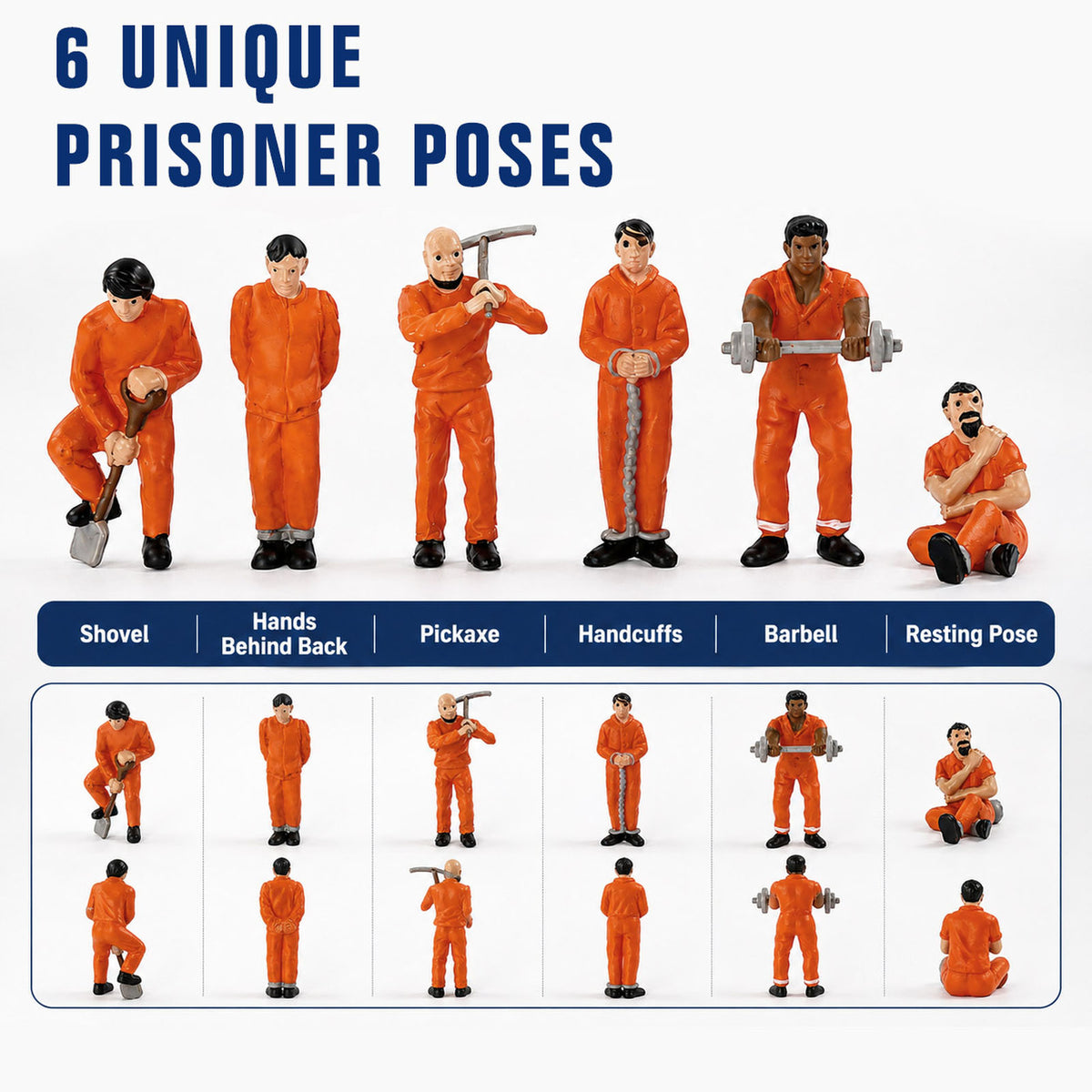 HFPO7194 O Scale 1:48 Model Railway Prisoners in Orange Jail Figure Set