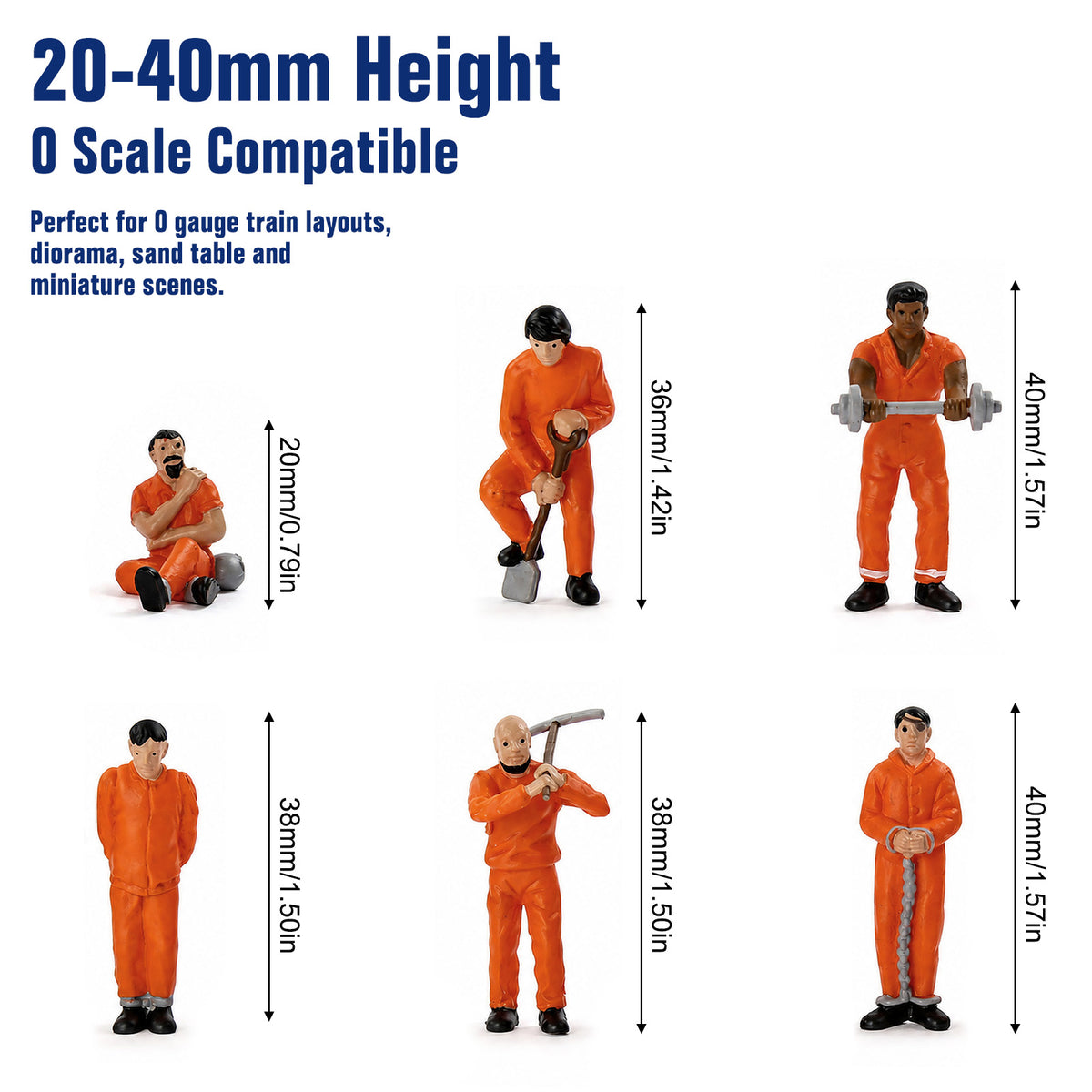 HFPO7194 O Scale 1:48 Model Railway Prisoners in Orange Jail Figure Set
