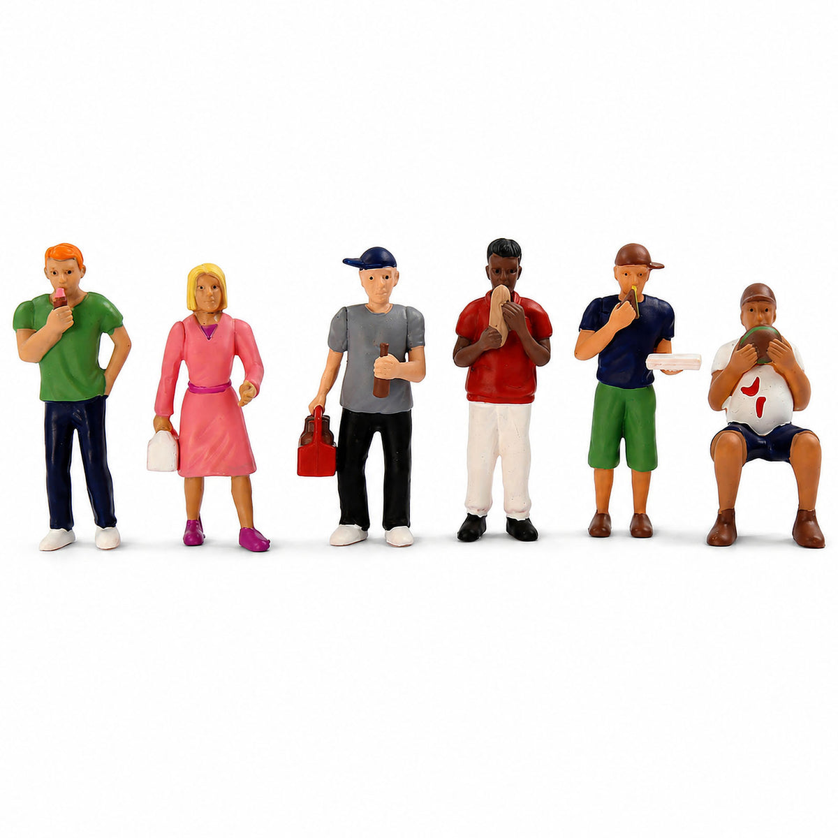 HFPO7195 6pcs O Scale 1:48 Model Railway "Eating/Dining" Figure Sets Painted People
