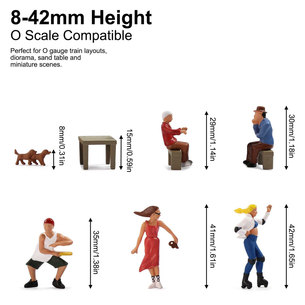 HFPO7197 6pcs O Scale 1:48 Model Train City Park People with Dogs