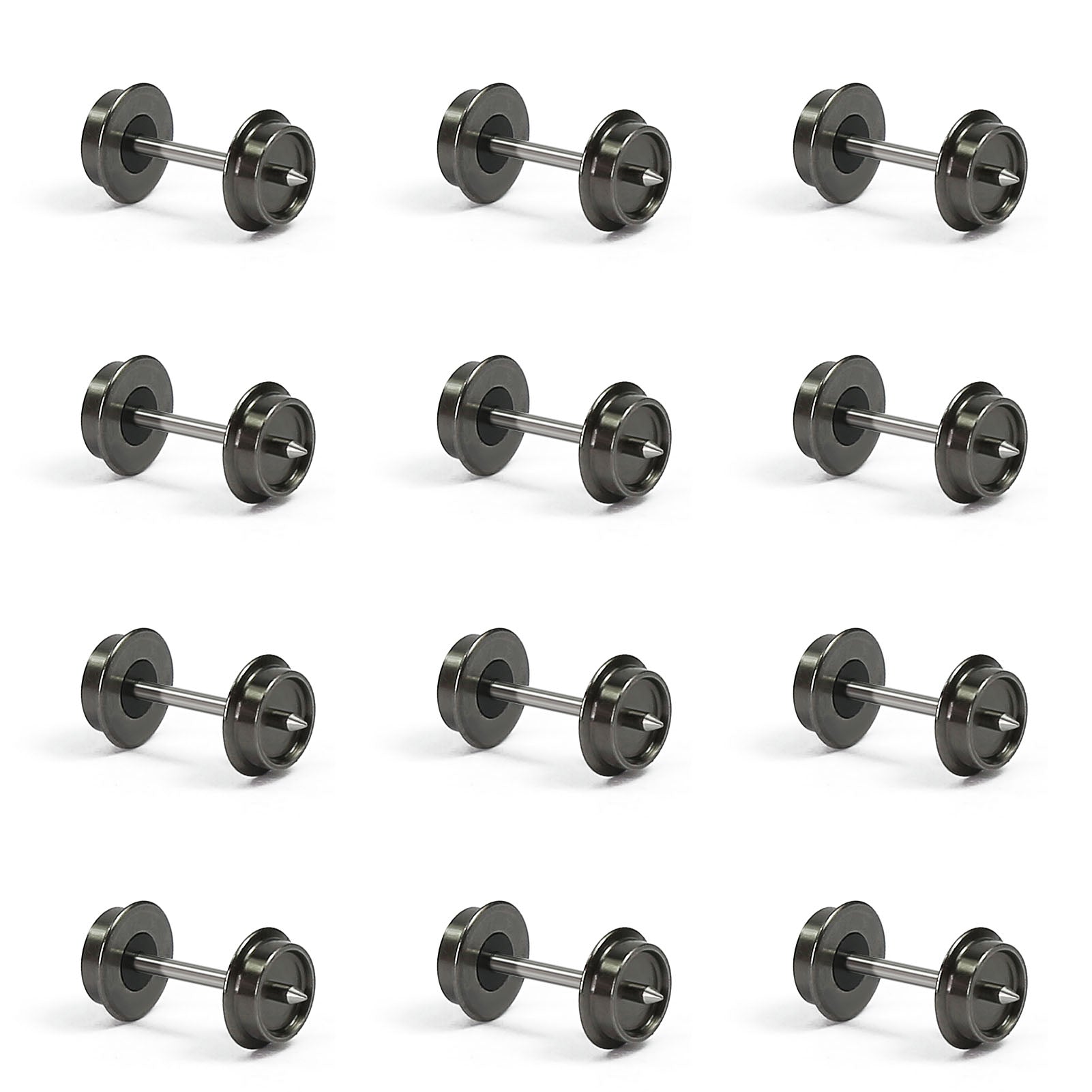 HP05150 12pcs N Scale 33" Metal Axle DC Wheels for Model Trains Truck