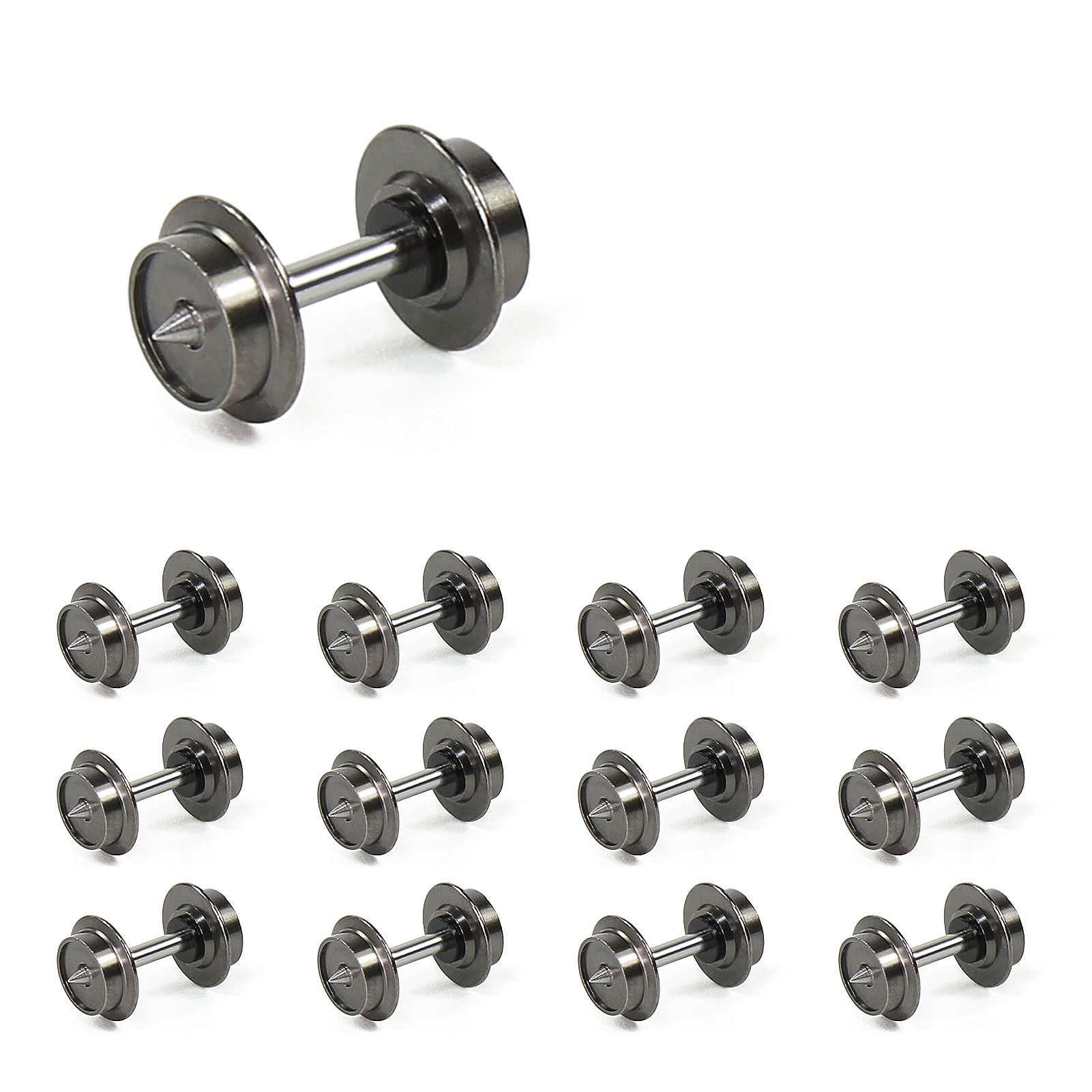 HP07150 12pcs N Scale 1:160 Wheelsets Metal Axle DC Wheels for Trix