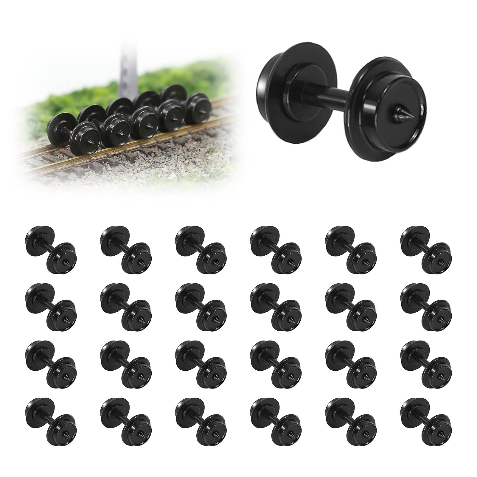 HP07N 24pcs N Scale 1:160 Plastic 33" Wheels for Trix Model Trains Wheelsets