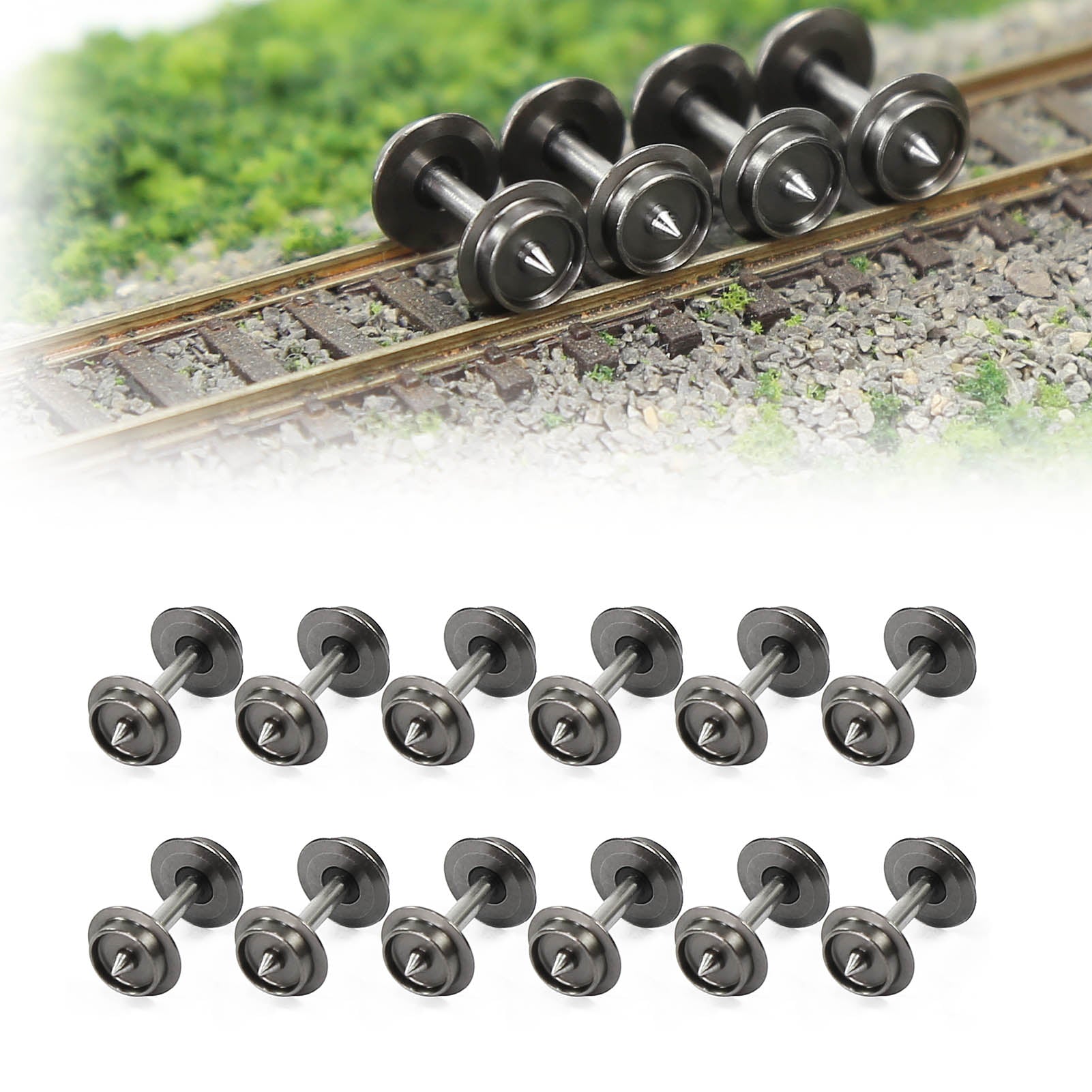 HP09150 12pcs N Scale 1:160 Metal DC Wheel with Metal Axle For Micro-Trains Line (MTL)