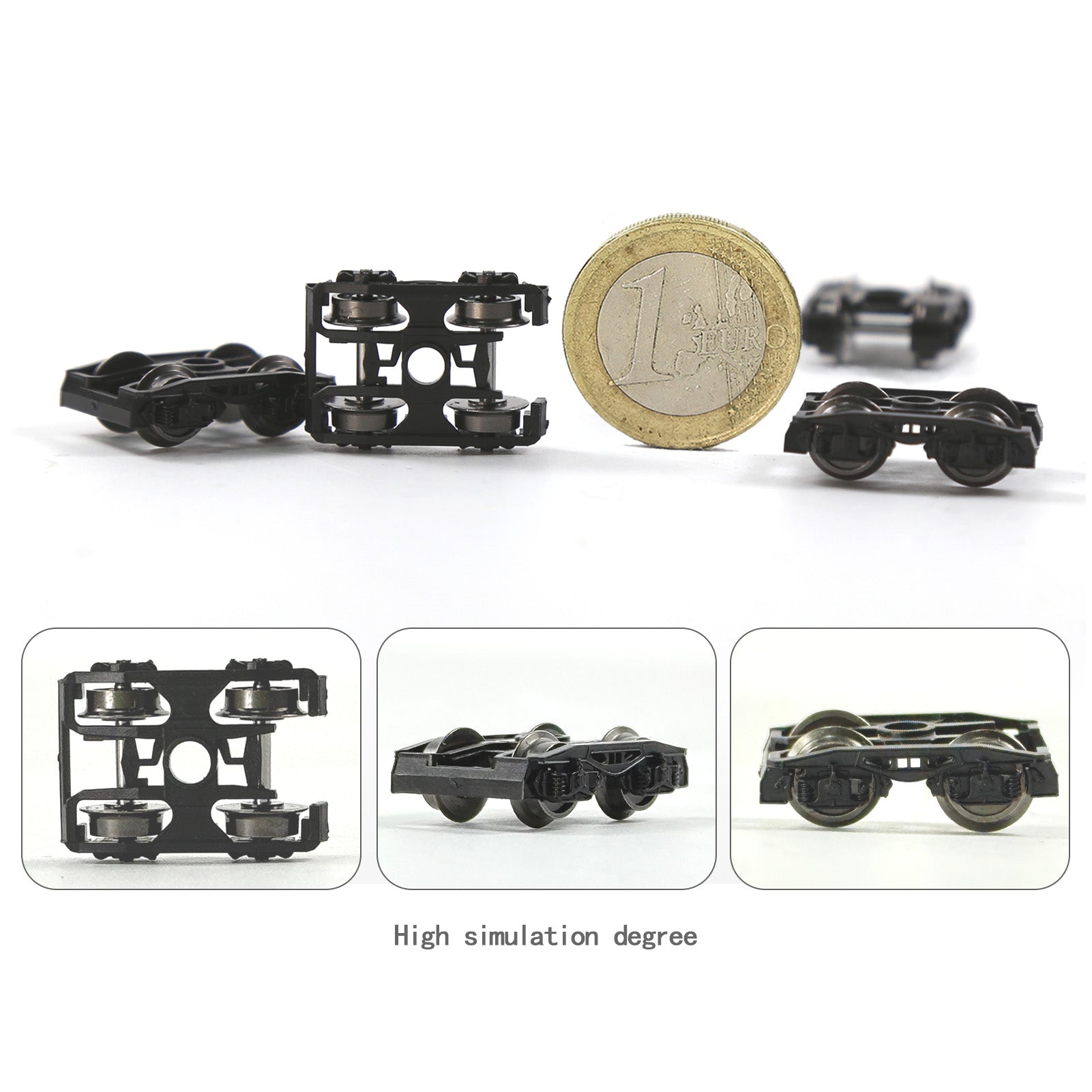 HP12150 2 Pieces N Scale 1:160 Bogies with Metal DC Wheelsets for Fleischmann Trains