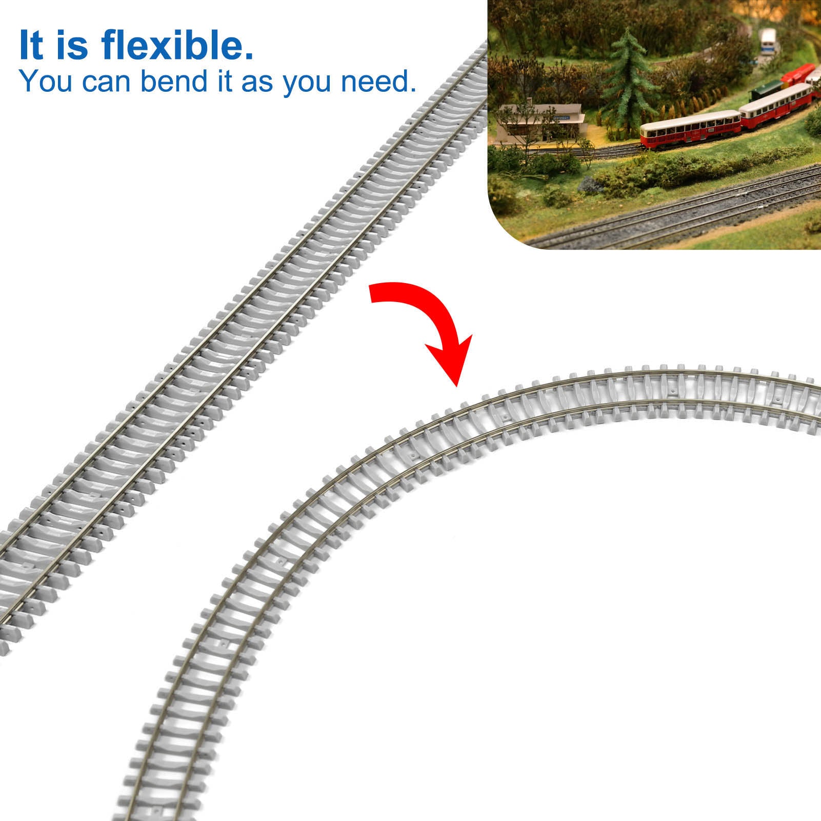 HP27HO1M 5pcs HO Scale 1:87 Model Track Flexible Cupronickel Rail 100cm with Joiner Screws