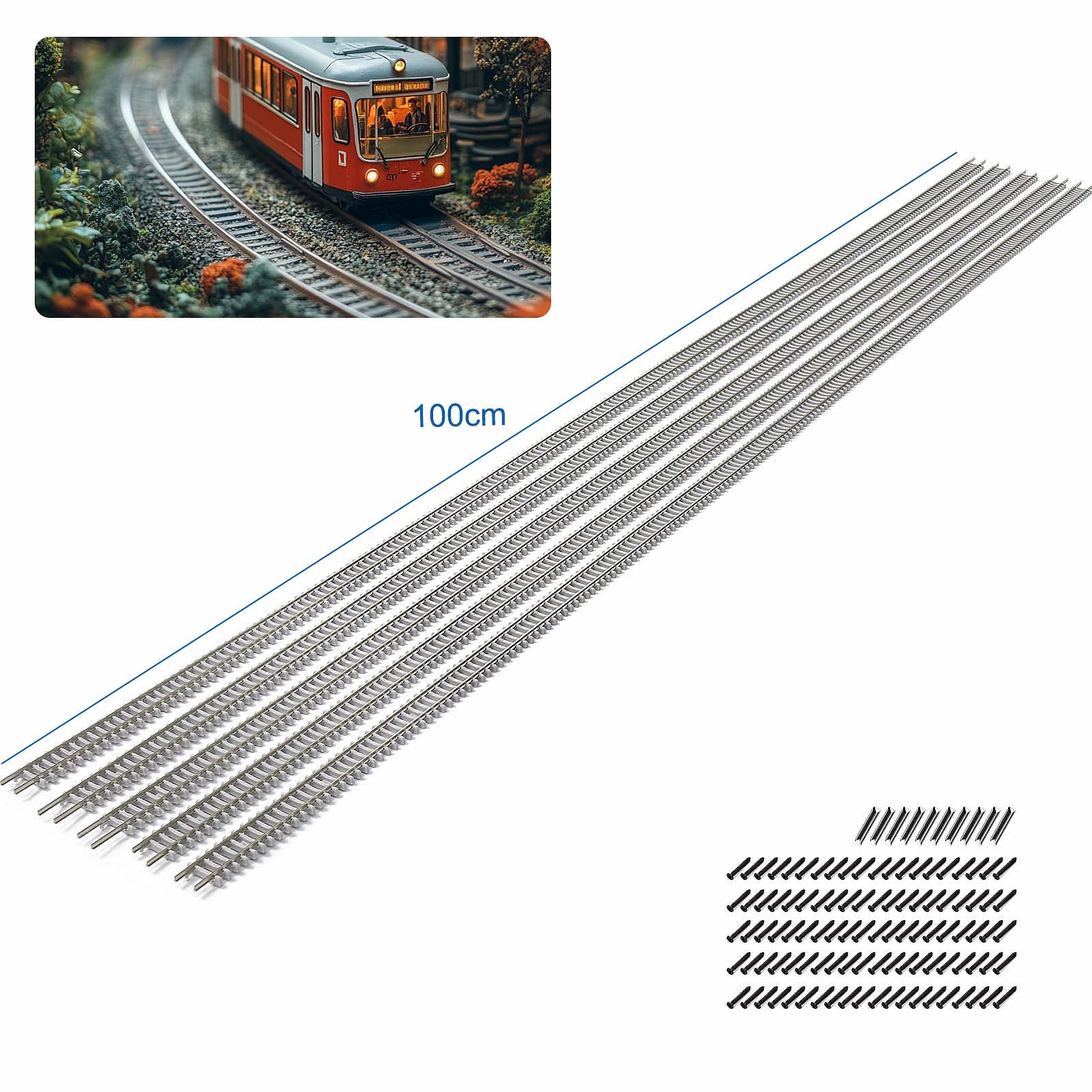 HP27N1M 5pcs N Scale 1:160 Track Flexible Cupronickel Rail 100cm with Joiner Screws