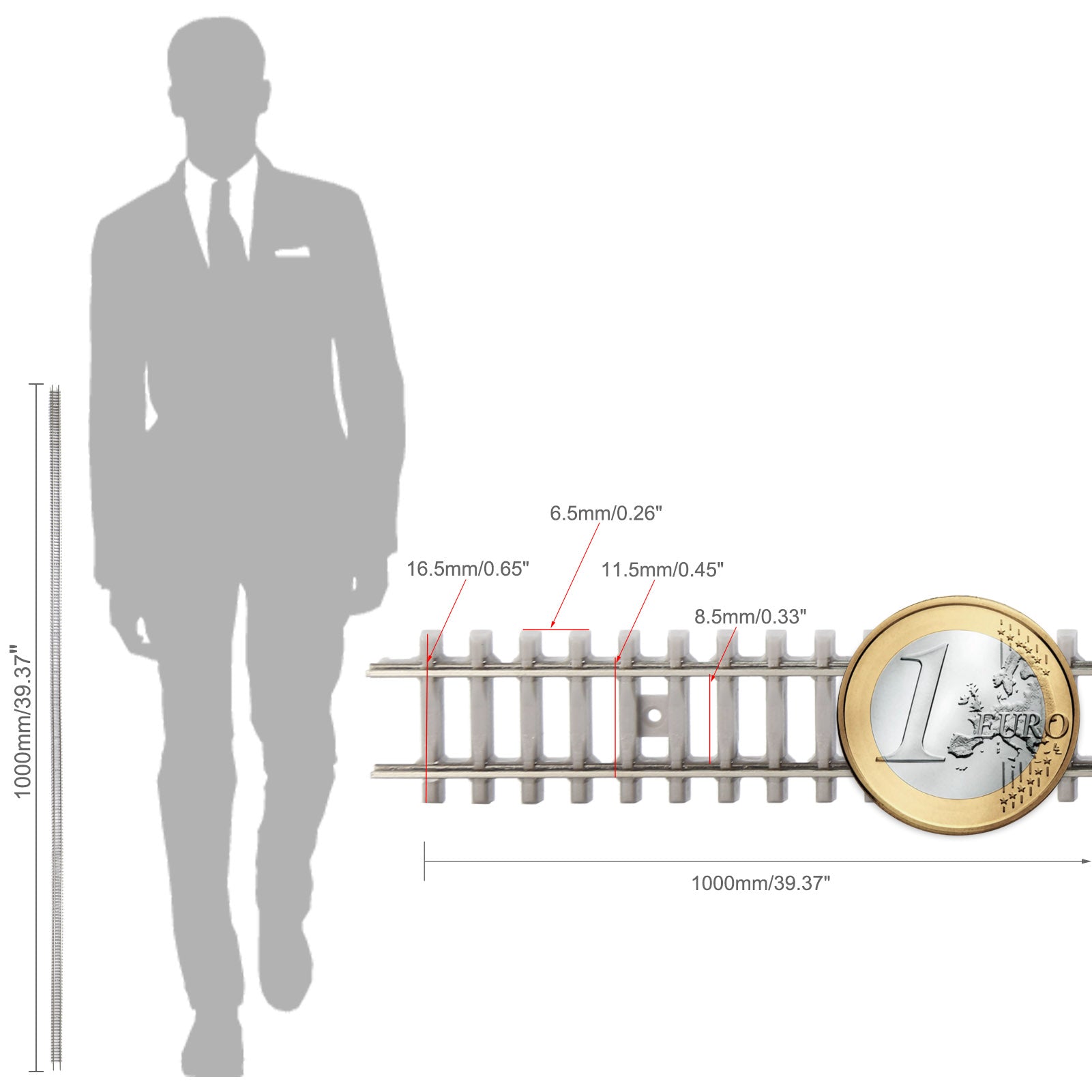 HP27N1M 5pcs N Scale 1:160 Track Flexible Cupronickel Rail 100cm with Joiner Screws