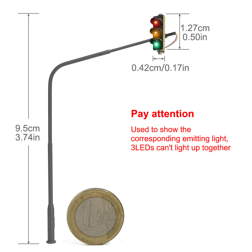 JTD8711 2pcs HO Scale 1:87 Signals Motorway Traffic Right Lights 3-LEDs