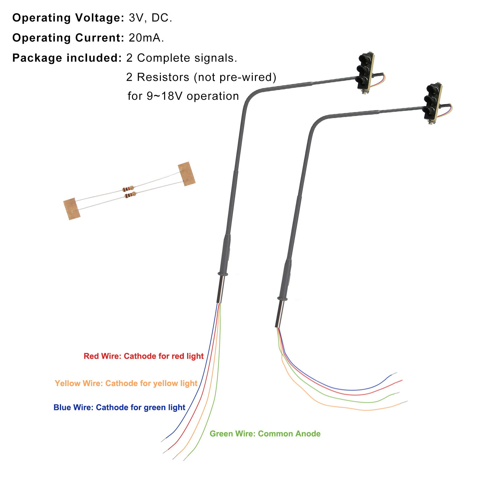 JTD8711 2pcs HO Scale 1:87 Signals Motorway Traffic Right Lights 3-LEDs