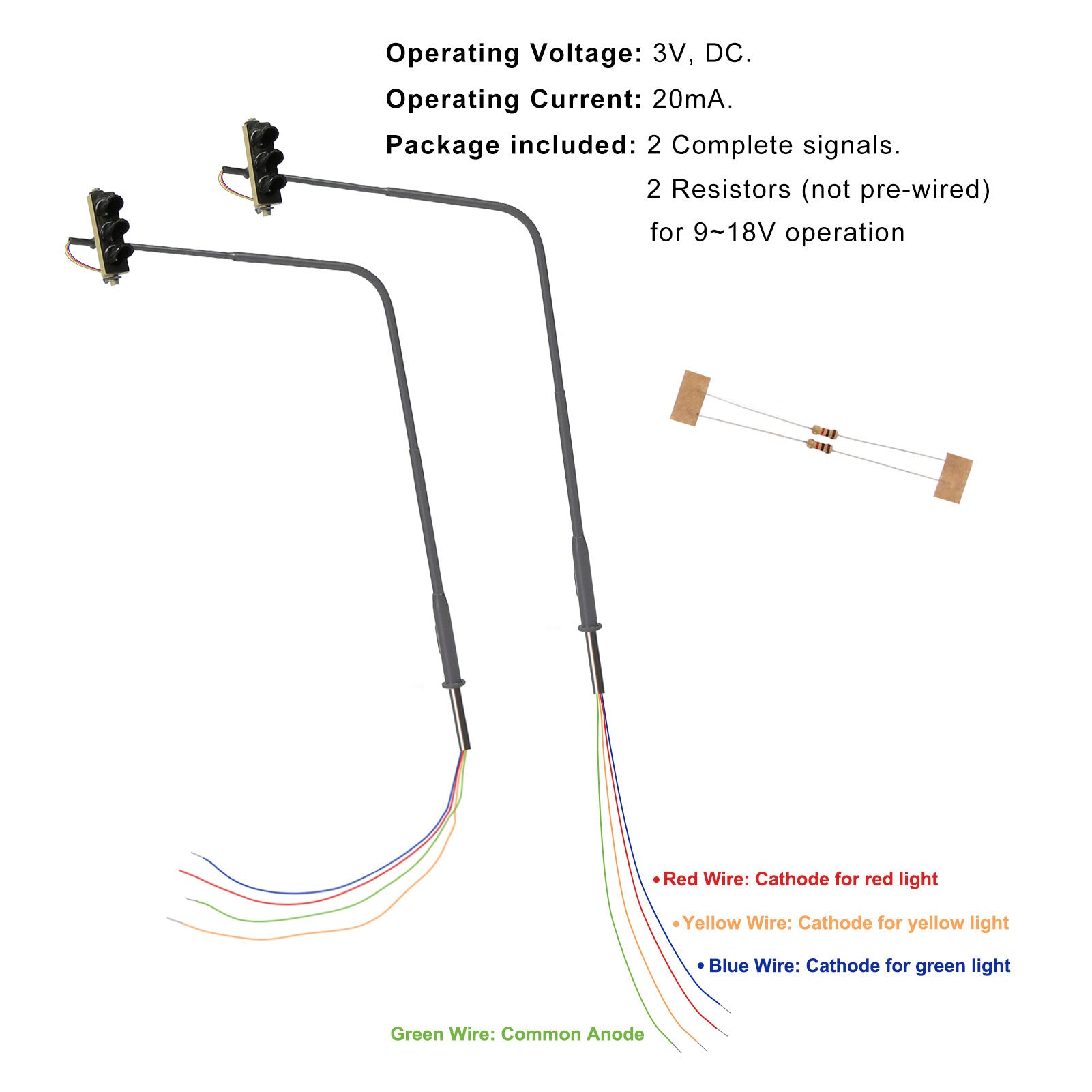 JTD8711 2pcs HO Scale 1:87 Signals Motorway Traffic Right Lights 3-LEDs